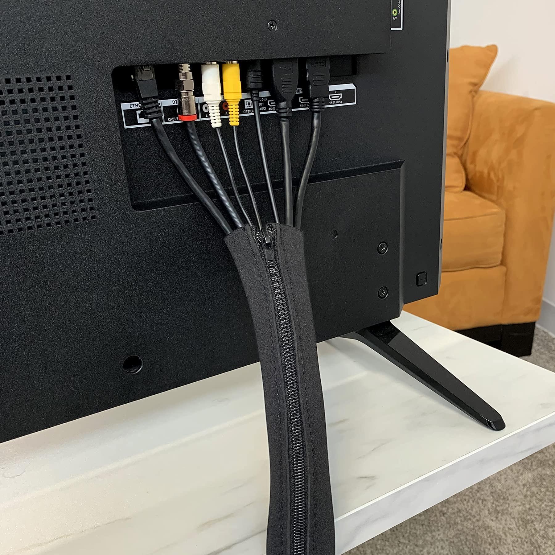 Wrap-It Storage Zipper Cable Sleeve by Wrap-It Storage - 36\" x 4\" (2-Pack) Black - Cord Organizer and Cable Protector for Desk, Computer, TV Cord Management to Hide and Cover Wire and Extension Cables