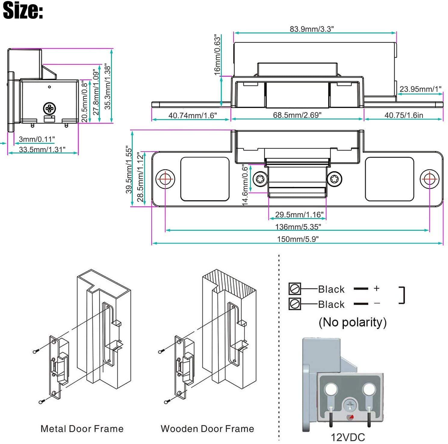 UHPPOTE UHPPOTE Door Access Control Kit with Fail Safe Electric Strike Lock Remote Control