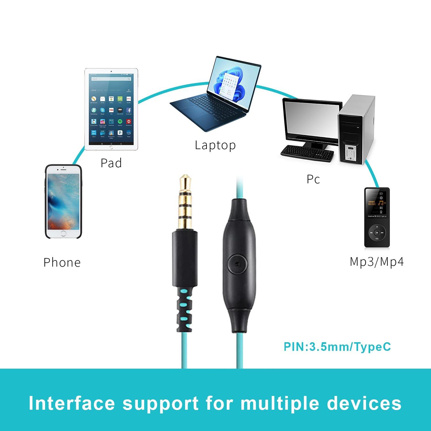 VJK VJK Sport Headphones Wired Earbuds Over Ear Headphones with Earhooks Microphone 3.5mm Plug Sweatproof Running Earphones for Workout Jogging Gym Ear Buds for computer