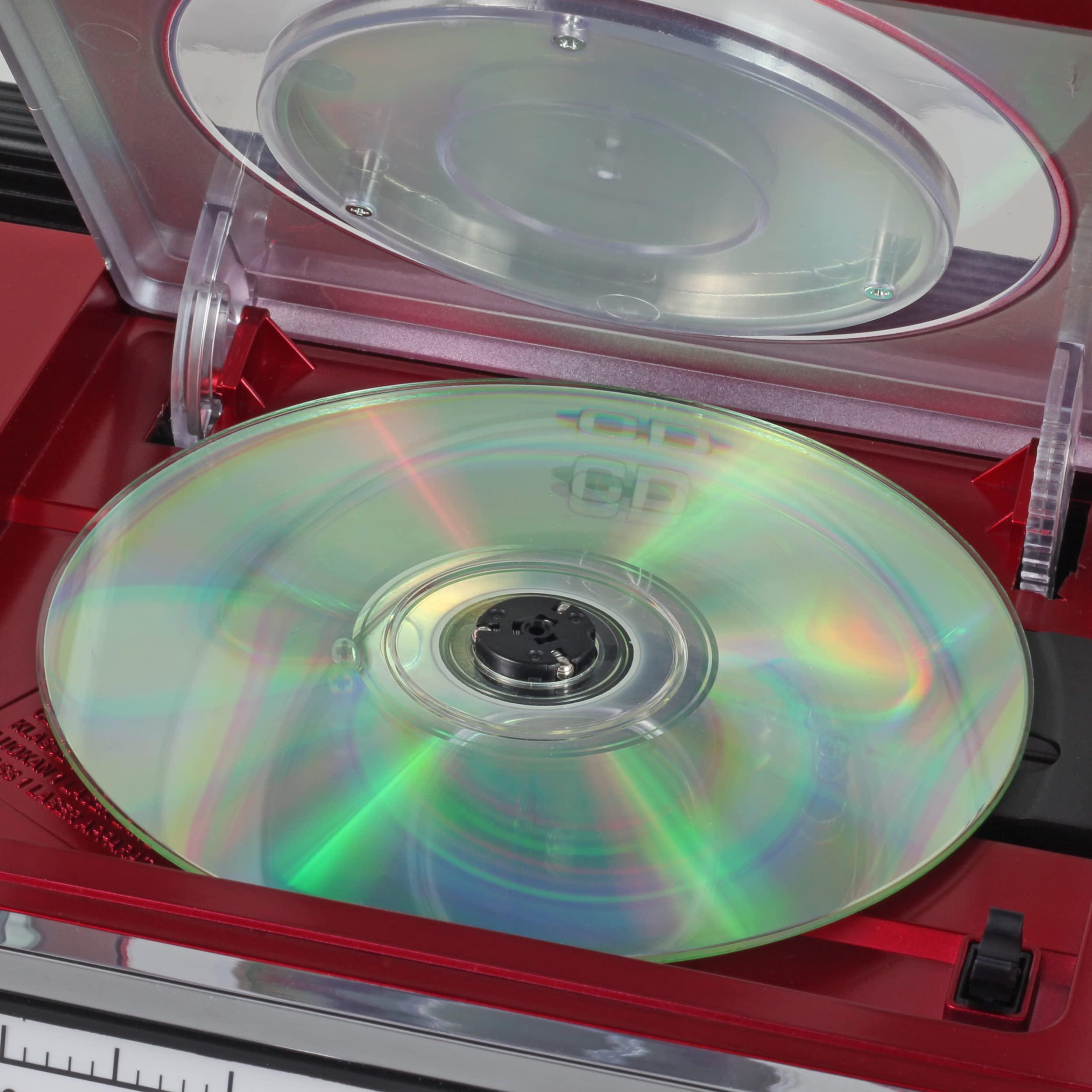 Studebaker Retro Studebaker Avanti Stereo Boombox with CD, FM Stereo Radio, Bluetooth Receive and Transmit, LED Light Show and 15W Subwoofer for High Power Bass (Red)