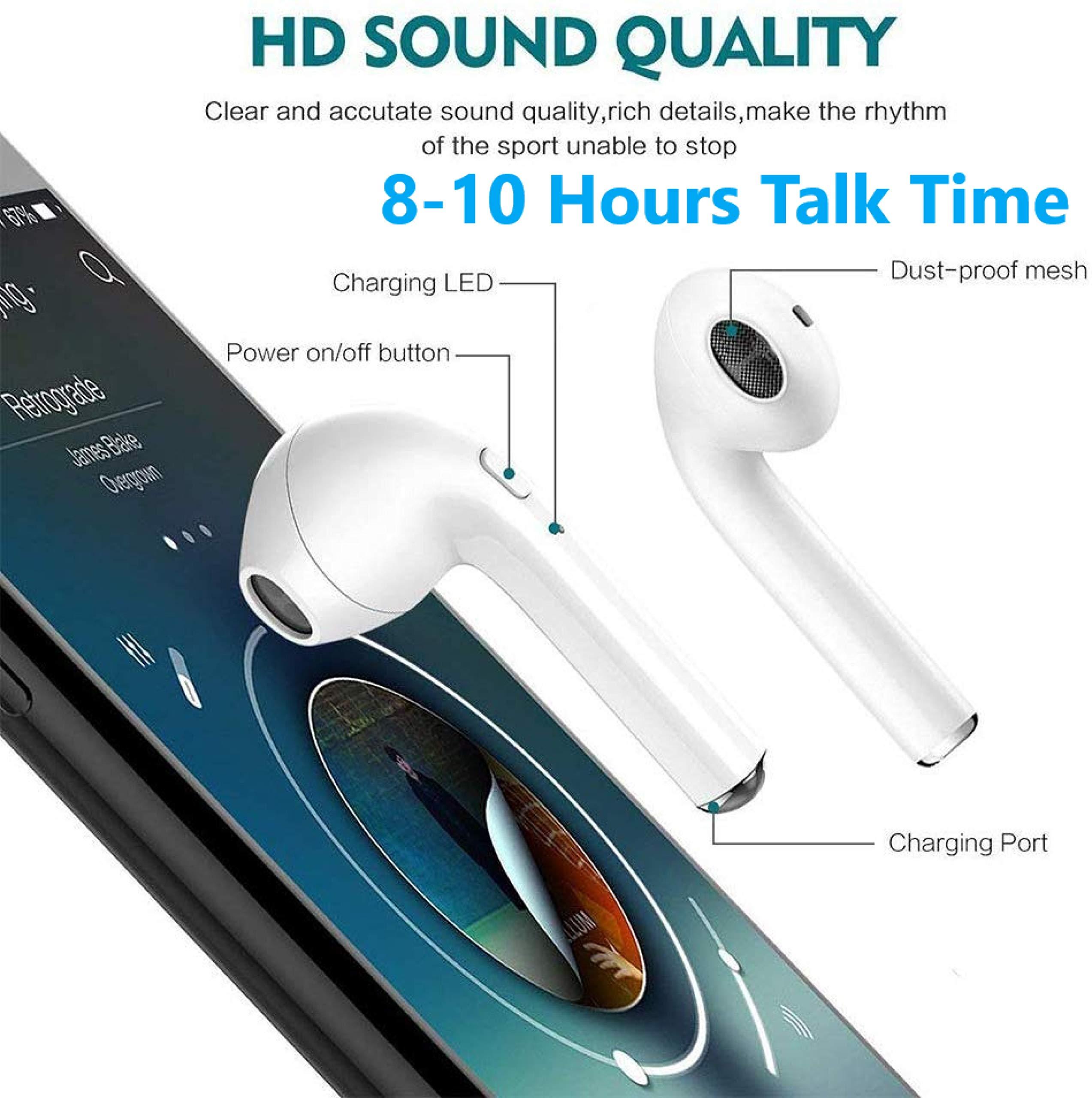 QT Shopping Earbuds, HD Sound CRS Chips True Wireless Bluetooth Earbuds, 55Hrs Cyclic Playtime Headphones with Type C Charging Case and mic for iPhone Android, in-Ear Stereo Earphones Headset for Sport