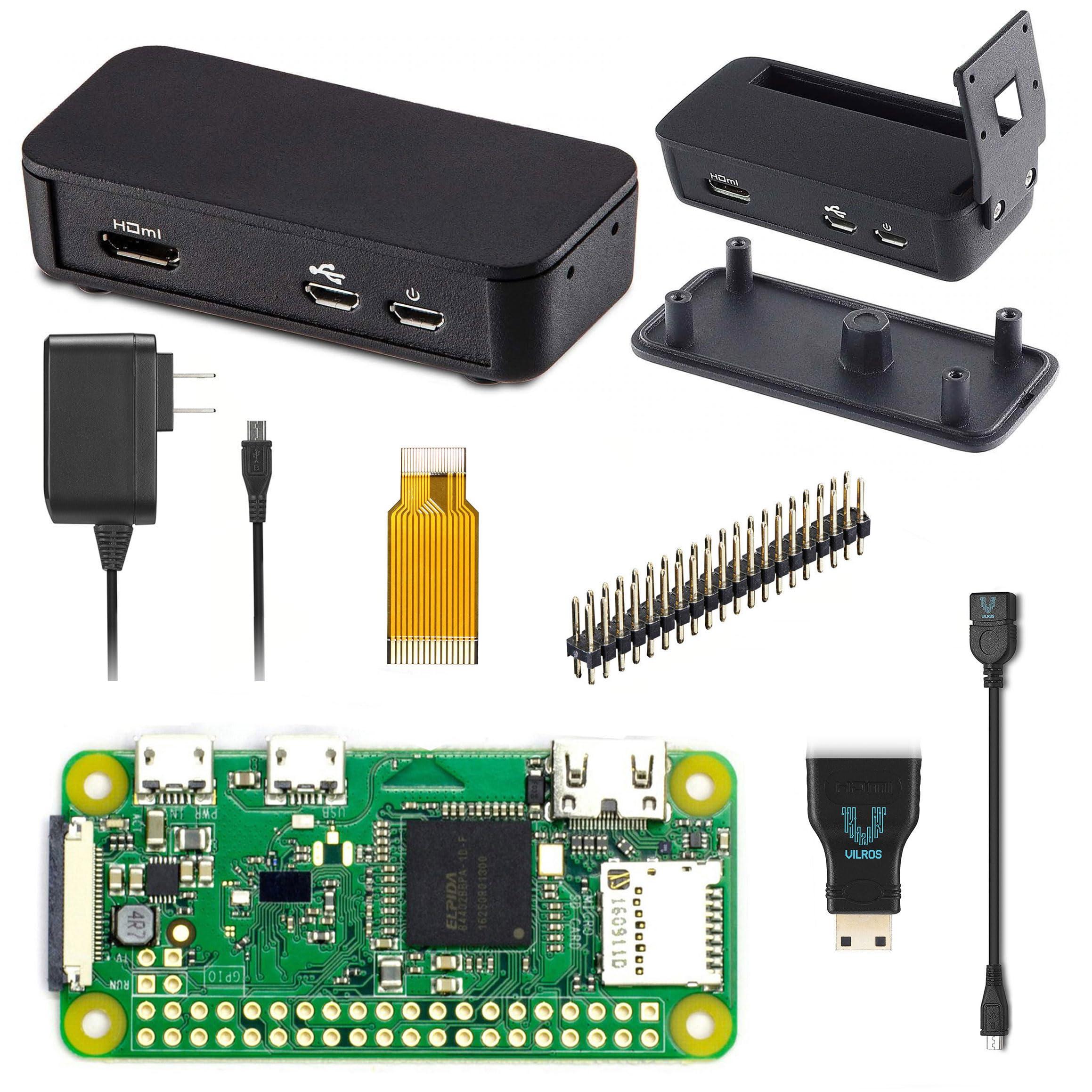 Vilros Raspberry Pi Zero W Basic Starter Kit- Black Case Edition-Includes Pi Zero W -Power Supply & Premium Black Case