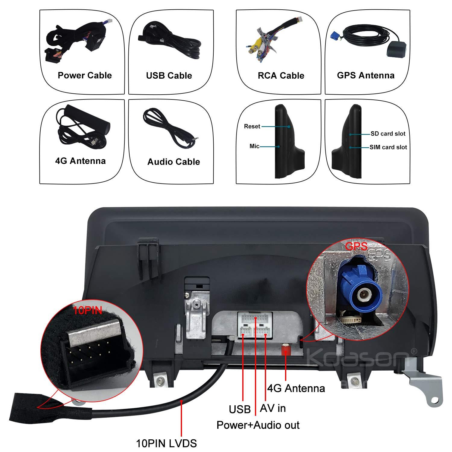 Koason E70 E71 2007-2009 10.25" Black Screen Monitor Android Auto Radio Video Media Player GPS Navigation for BMW X5 X6 X5M X6M Multimedia CCC