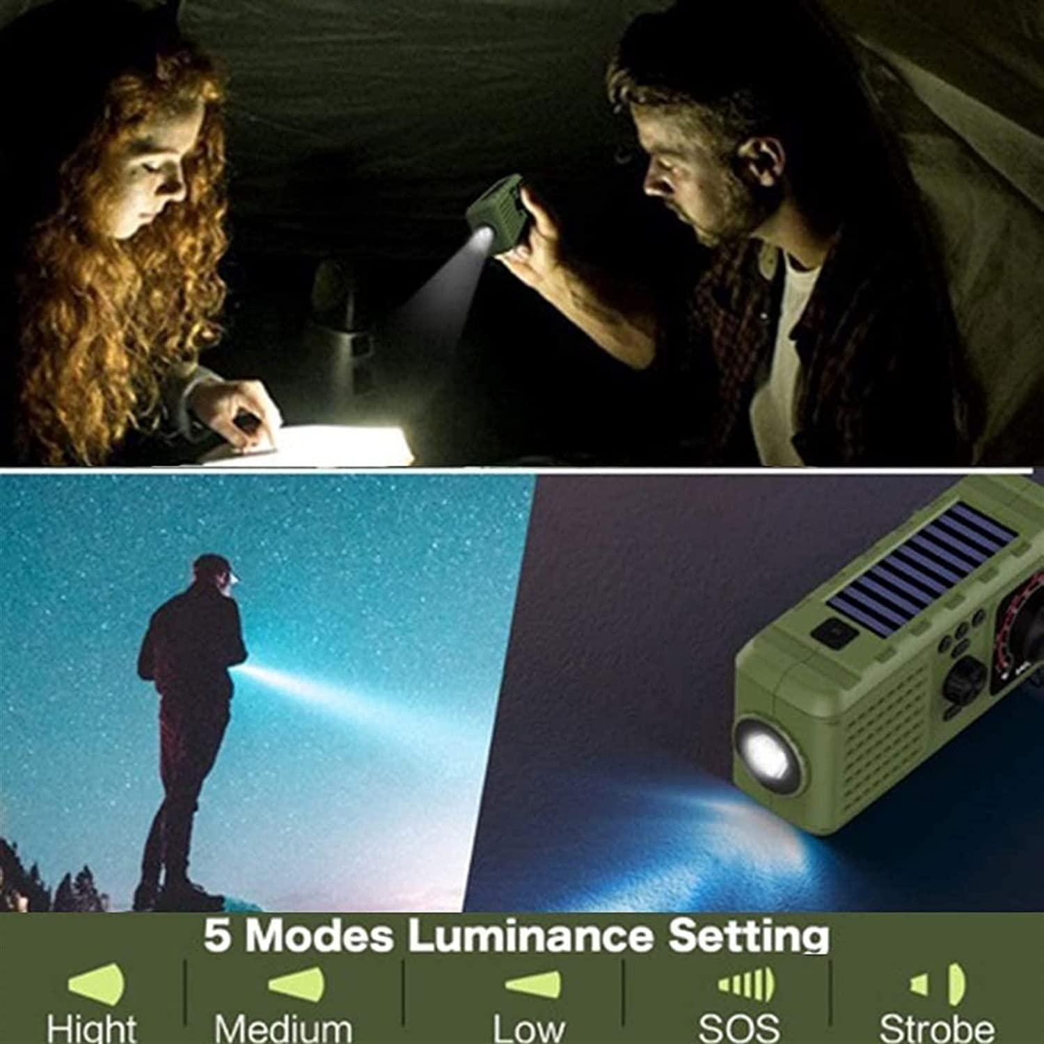 KouRy KouRy Hand Crank Radio with Flashlight for Emergency,Portable Radio -2200mAh Power Bank USB Charger LED Flashlights, Portable Outdoor and Family