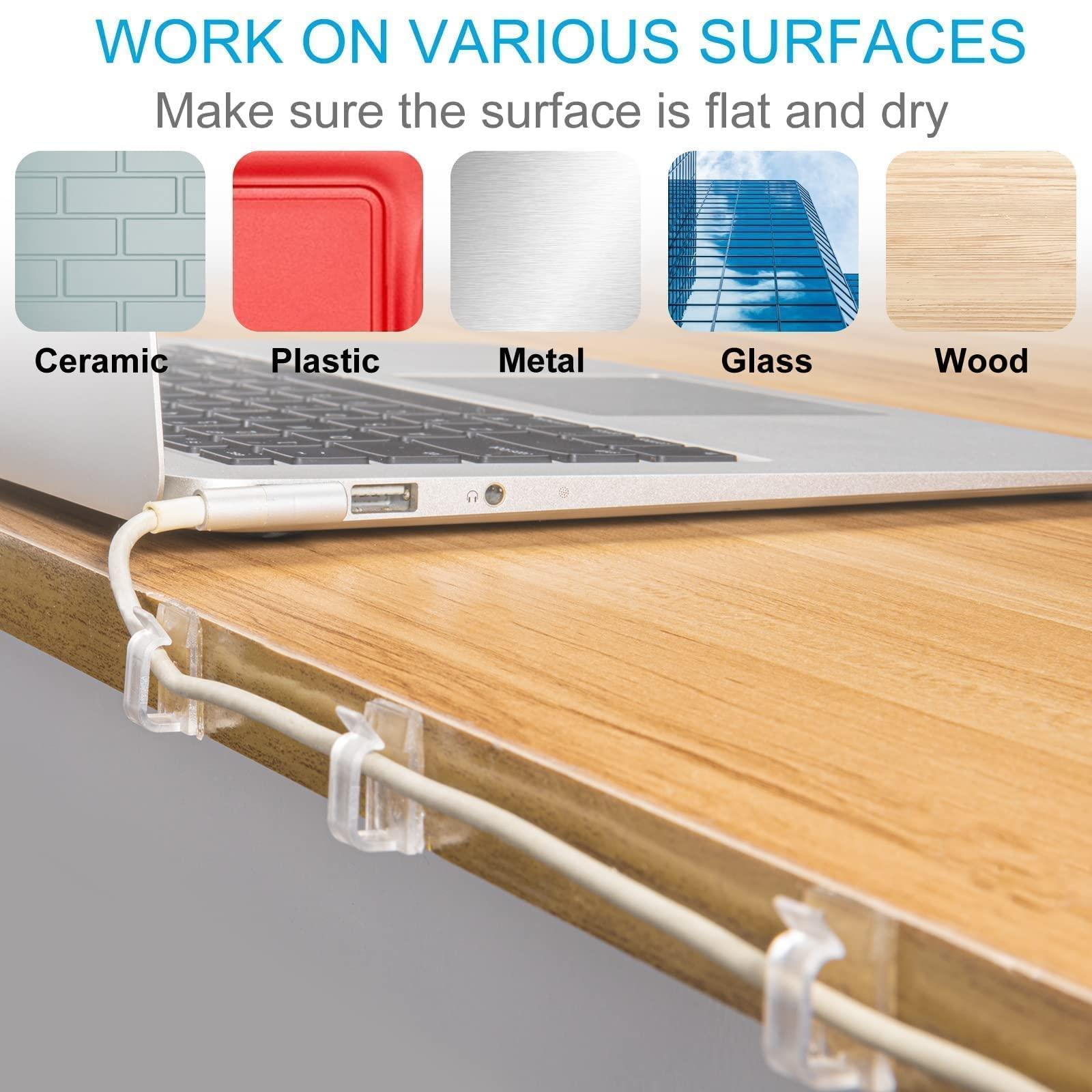 TidyHelper Small Black Adhesive Cable Clips and Clear Adhesive Wire Clips Bundle