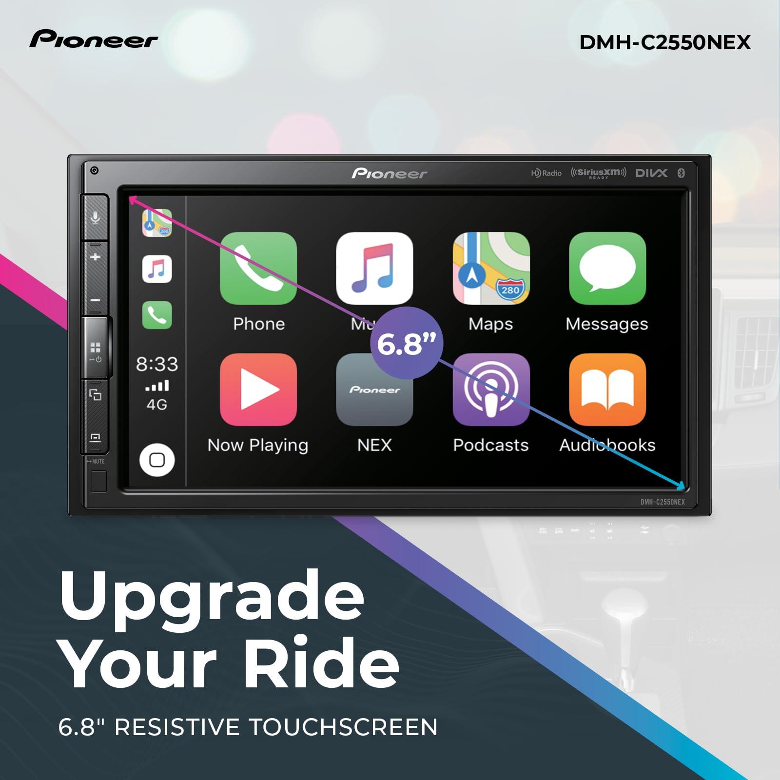 PIONEER Pioneer DMH-C2550NEX Digital Multimedia Receiver With Wired Apple CarPlay and Android Auto, 6.8\" Capacitive Touchscreen, Double-DIN, Built-In Bluetooth, Amazon Alexa via App, Backup Camera Compatible