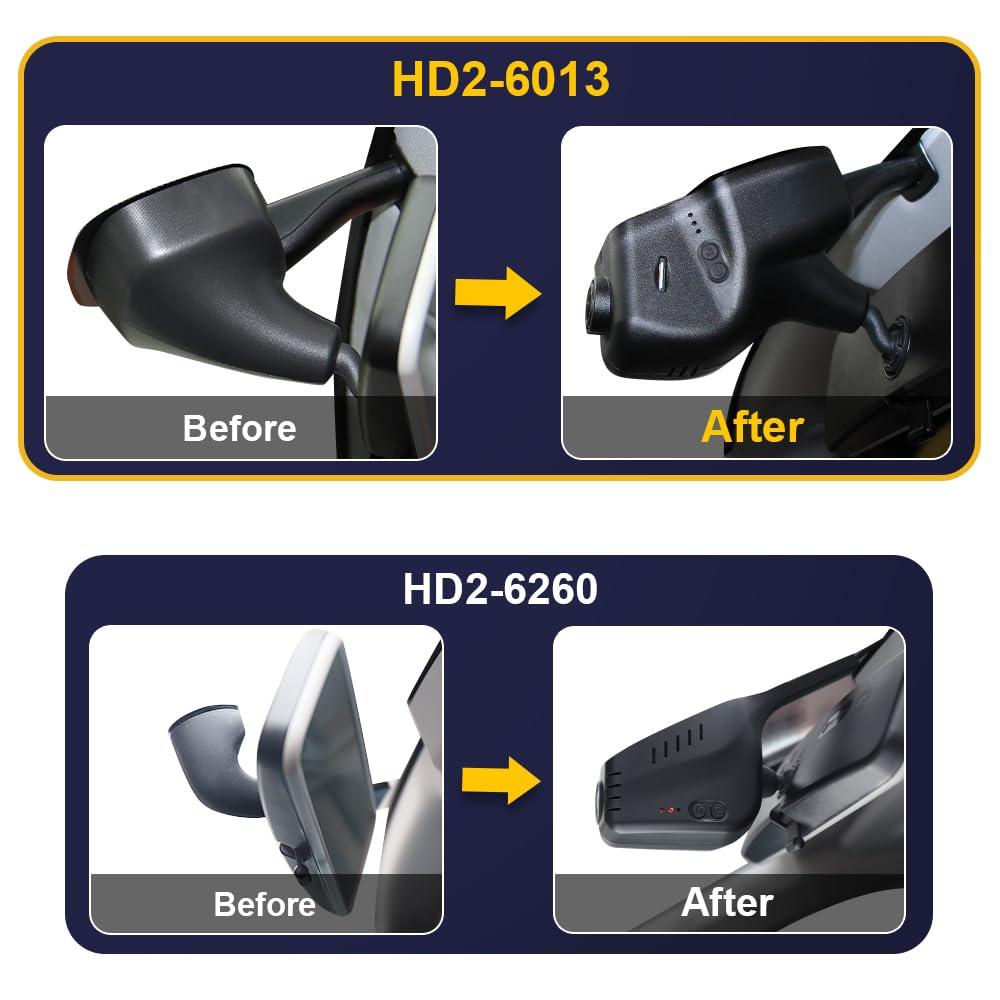 FITCAMX Fitcamx Front 4K+Rear 1080P Dash Cam Universal for Volkswagen (HD2-6013), Integrated OEM Look, Dual HD Recording, WiFi Connect & APP, Loop Recording, Parking Mode, Easy to Set, 128GB Card