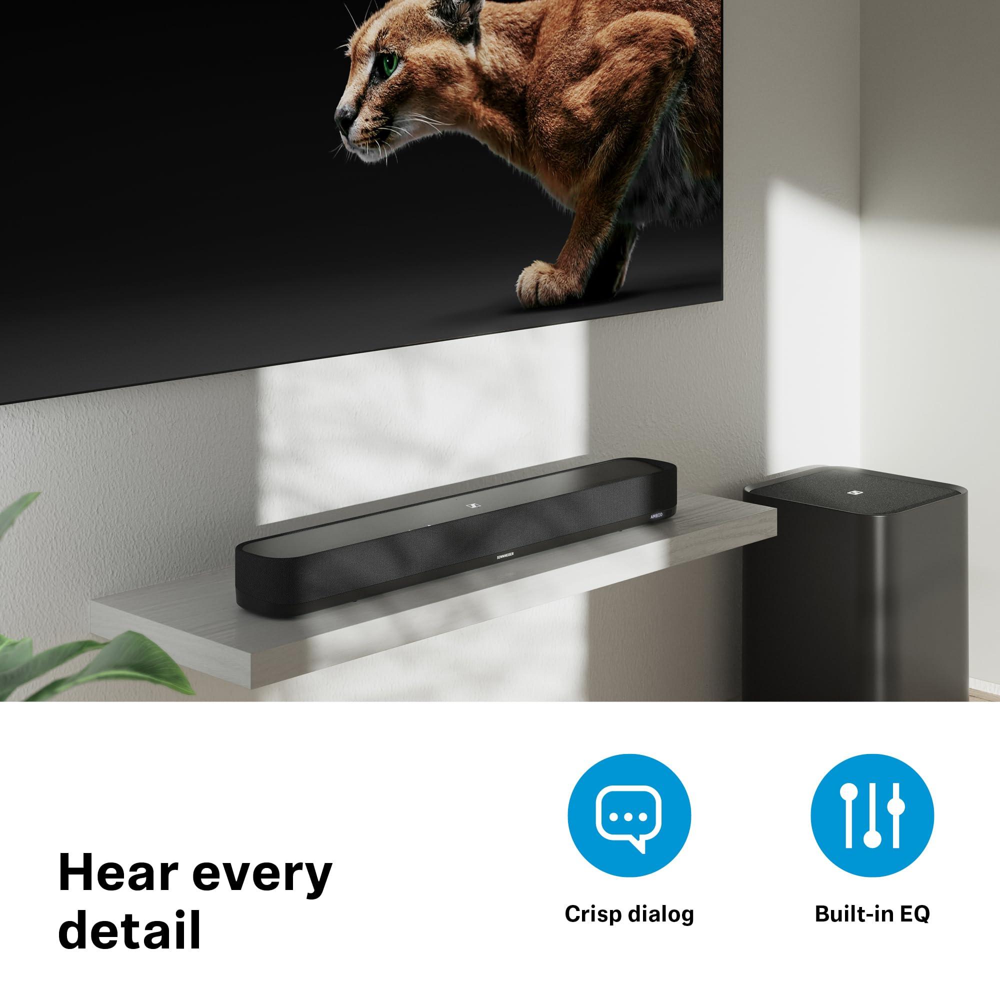Sennheiser Sennheiser AMBEO Soundbar Mini - Immersive 3D Audio for TV, Movies, and Music - Compact Device with Powerful Adaptive Features, Multiple Connectivity and Intuitive Usage
