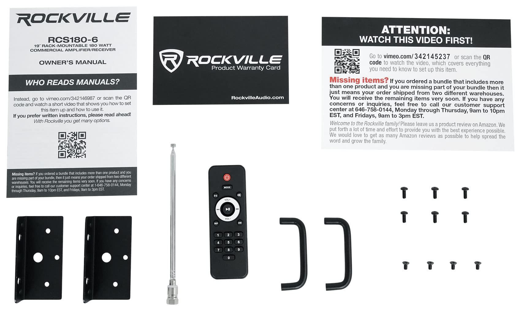 Rockville Home Audio System+8 5.25\" Black Ceiling Speakers 4 Bedroom/Living Room/Bathroom