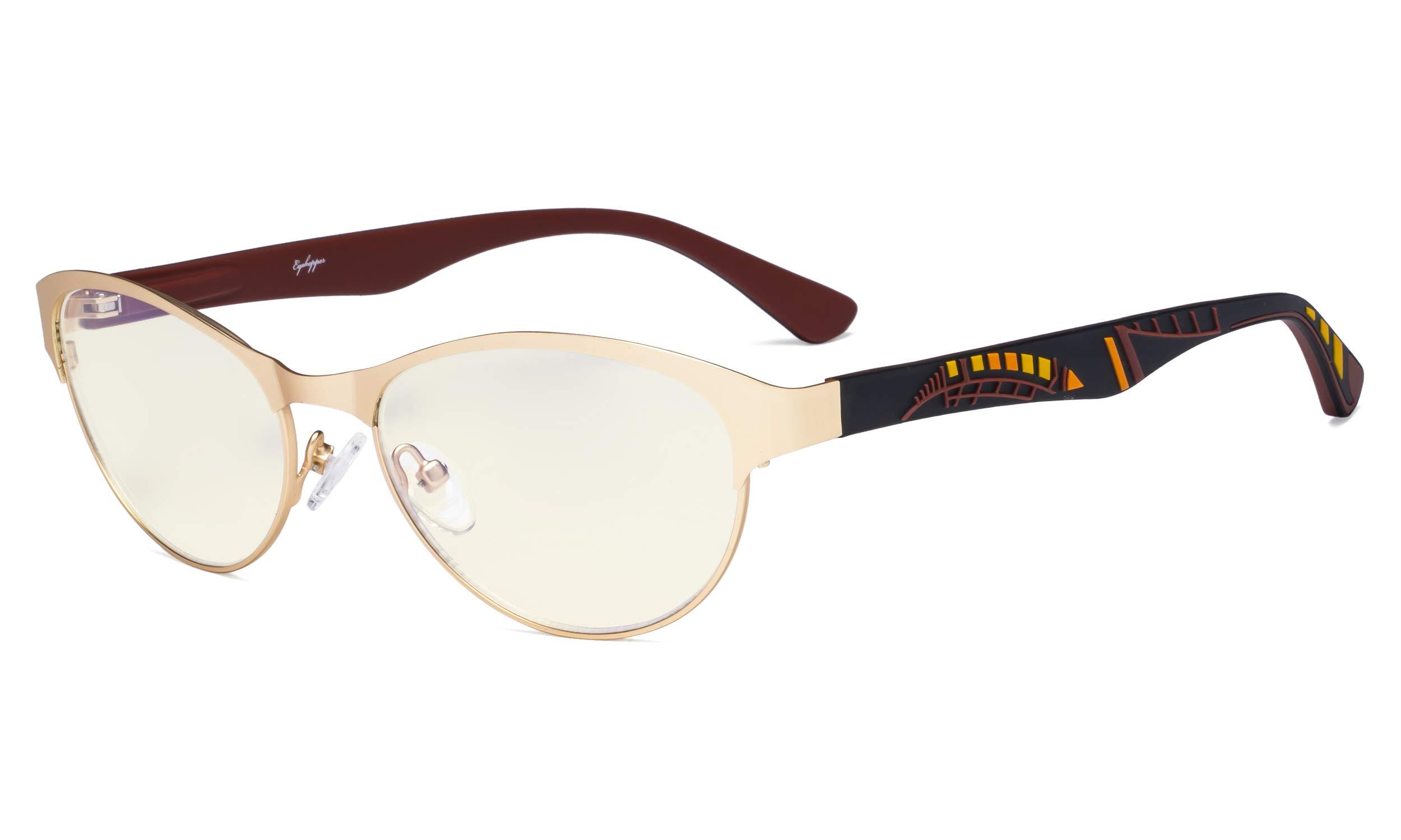 Eyekepper Eyekepper Blue Light Filter Computer Glasses - Anti Radiation Anti Glare Blocking UV Rays Reduces Eyestrain Cat-eye Eyeglasses Women Gold/Brown