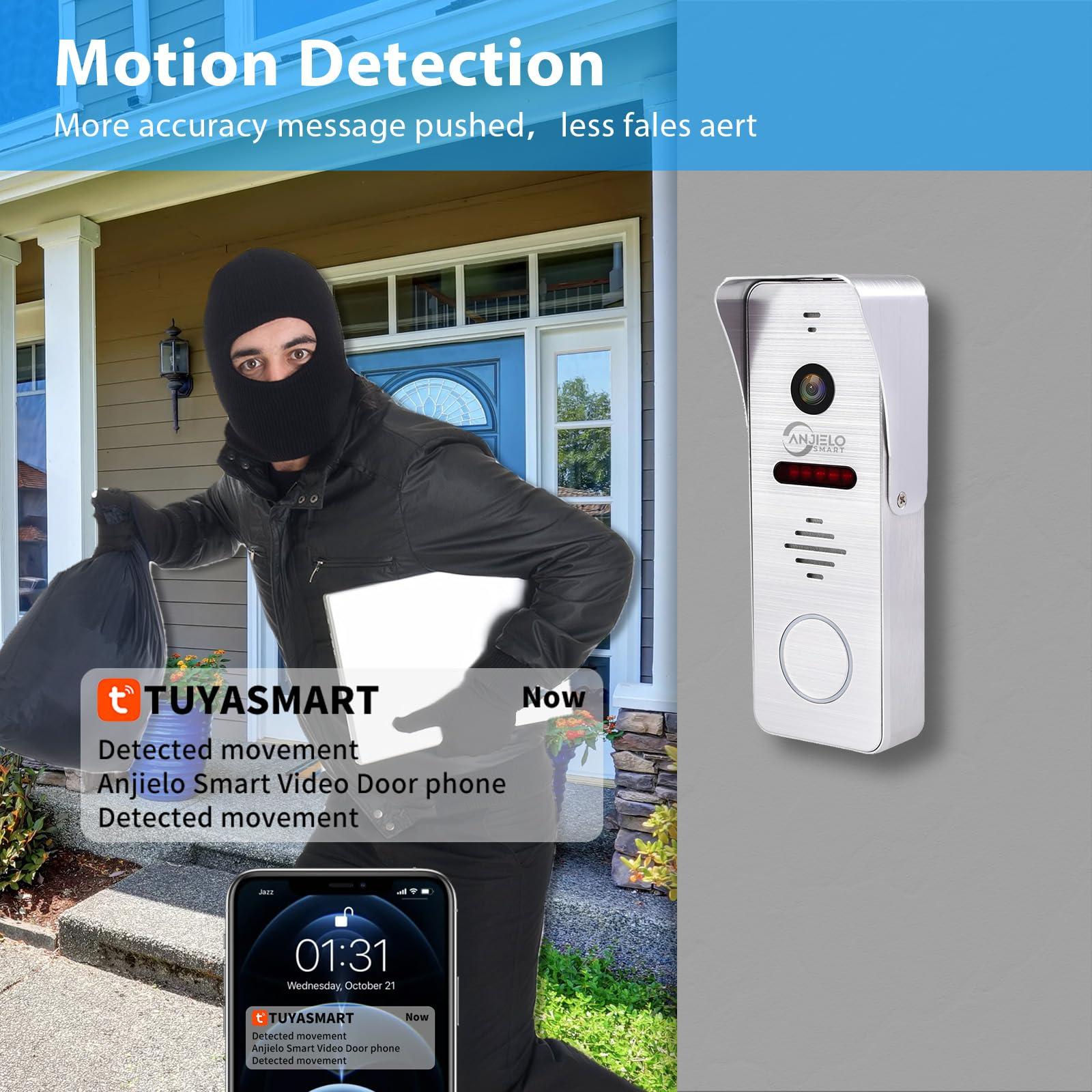 ANJIELO SMART Wireless Video Door Phone Intercom System 1080P Tuya WiFi 10 Inch Touch Monitor (Wired) Smart Home Doorbell Camera Unlock Record Motion for Home Apartment,32G