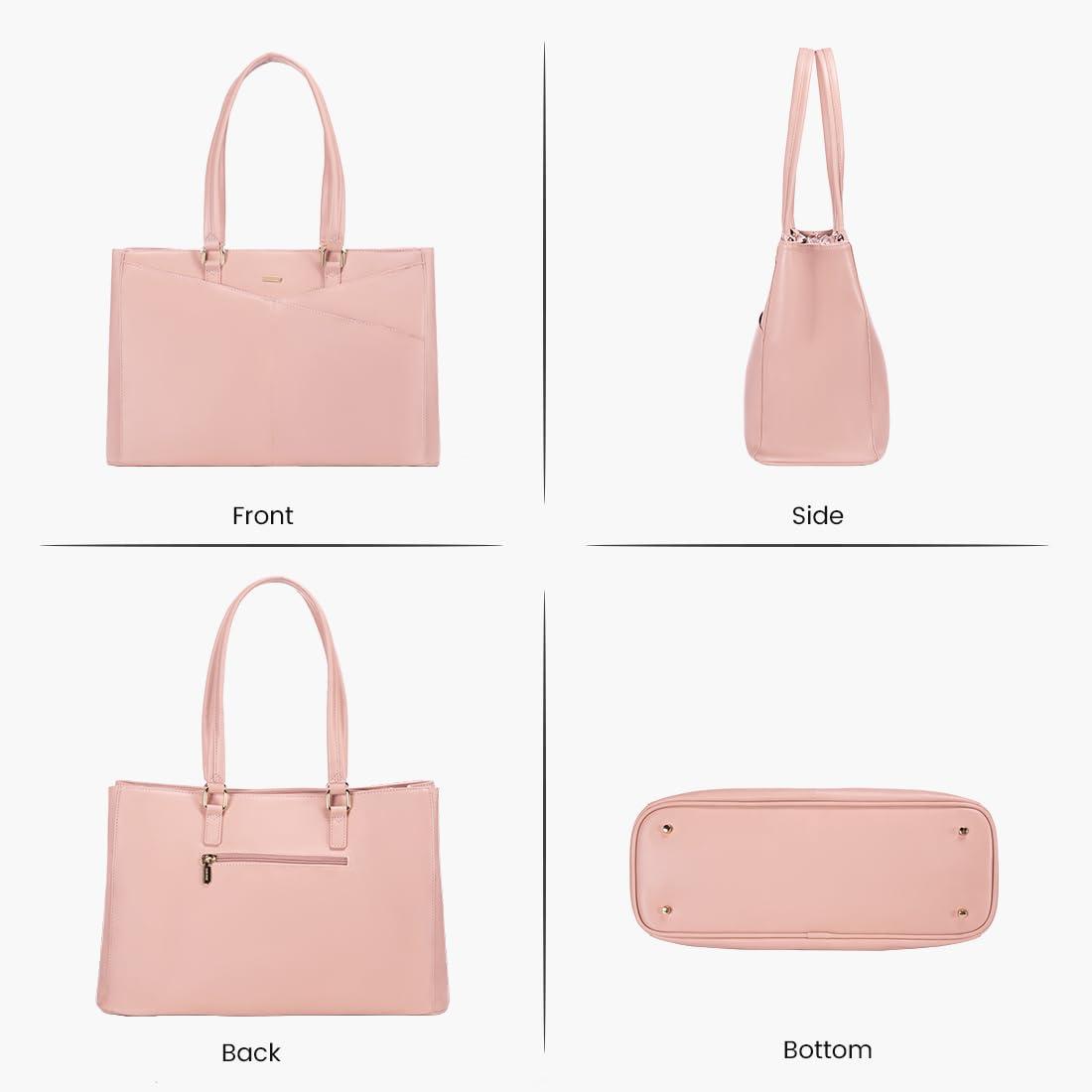 LOVEVOOK LOVEVOOK Laptop Bag for Women 15.6 Inch Tote Bags Waterproof Leather Briefcase Computer Women Business Office Work Bag,Bright Pink