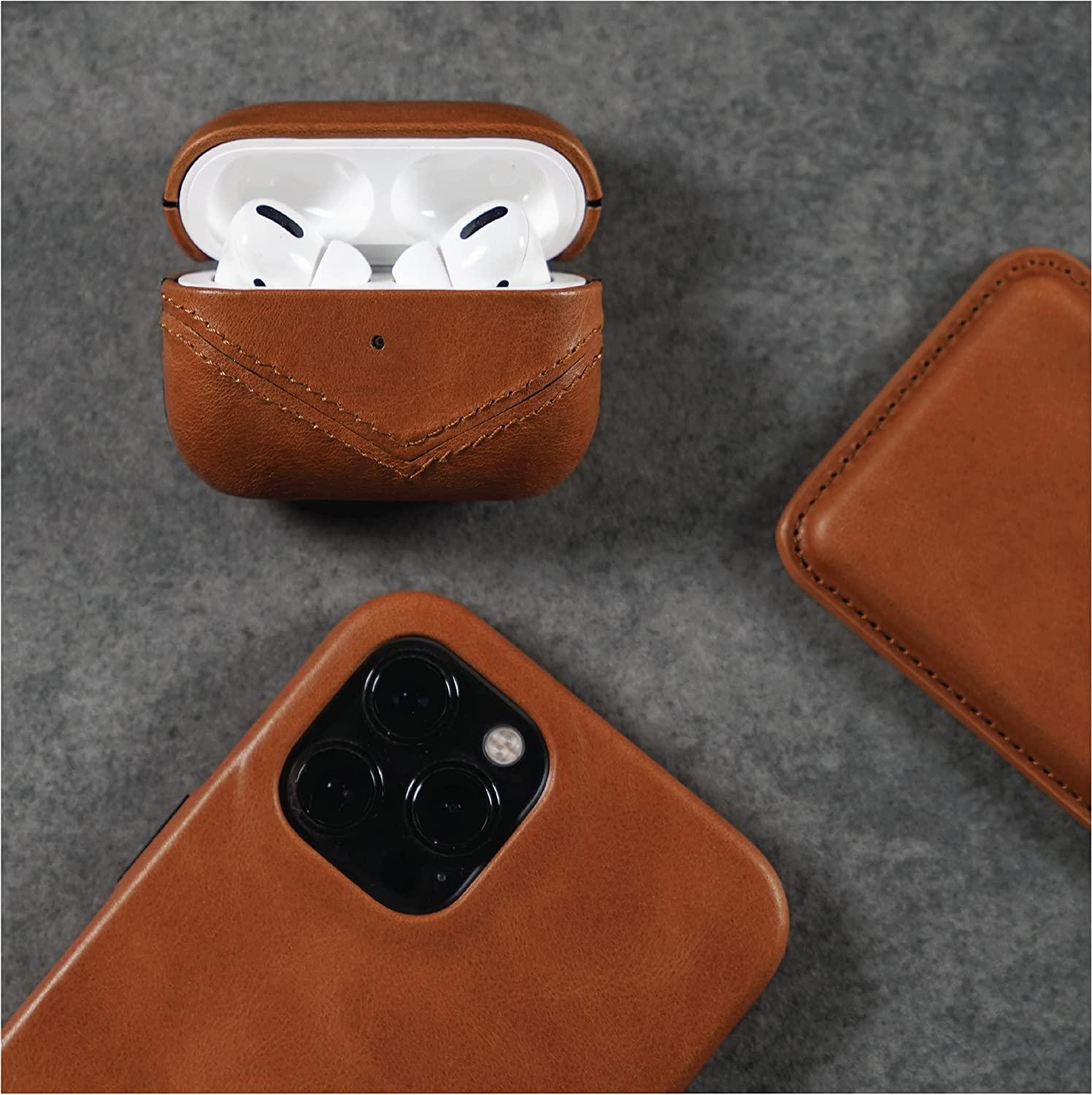 Bullstrap Bullstrap Premium Leather Case Compatible with Apple AirPods 3, Wireless Charging, Two-Piece Design (Sienna)