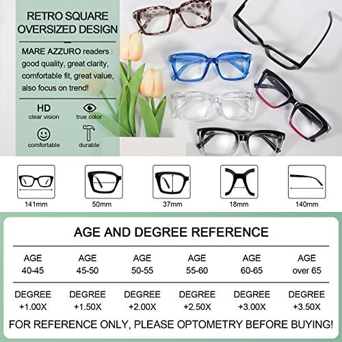 MARE AZZURO MARE AZZURO Oversized Reading Glasses 3.00 Women Stylish Readers 0 0.5 0.75 1.0 1.25 1.5 1.75 2.0 2.25 2.5 2.75 3.0 3.5 4.0 5.0 6.0 (Transparent, 300)
