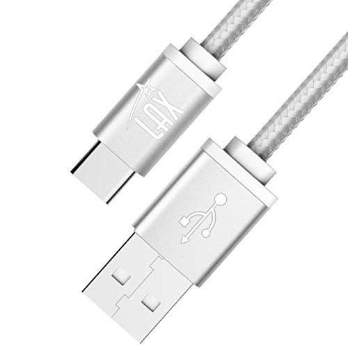 LAX Gadgets USB Type C Cable, LAX Gadgets 6 Ft (2M) Braided Cord with Reversible Connector for Google Pixel, Pixel XL, Apple Macbook, ChromeBook Pixel, Nexus 6P / 5X, LG G5, HTC 10 USB-C (6 Feet: Silver)