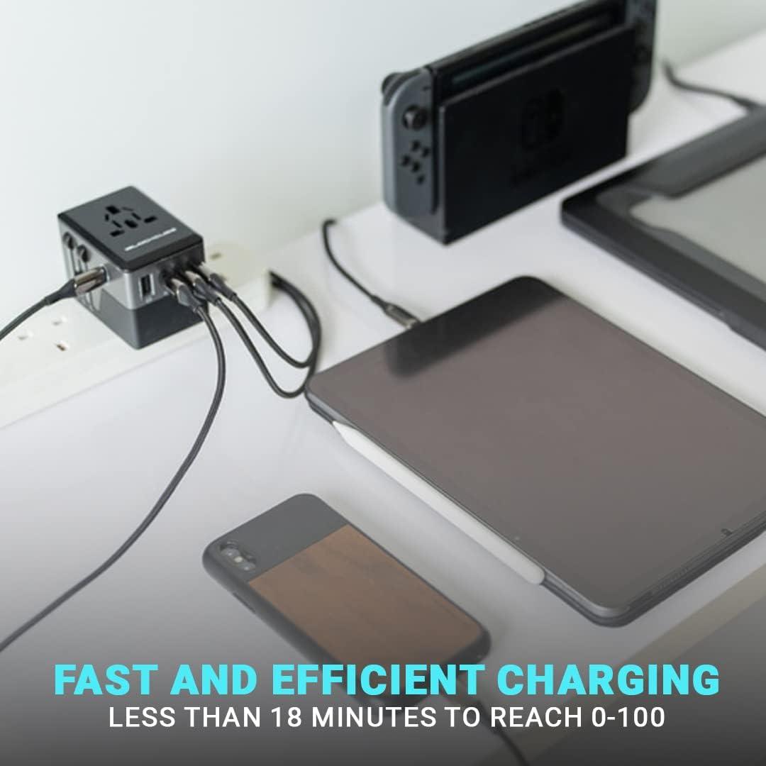 iBlockCube iBlockCube Swift Universal Travel Adapter 120W PD Fast Charger 4 USB-C,1 USB-A, International Wall Charger AC Plug Converter Adaptor Travel Essentials (Gray