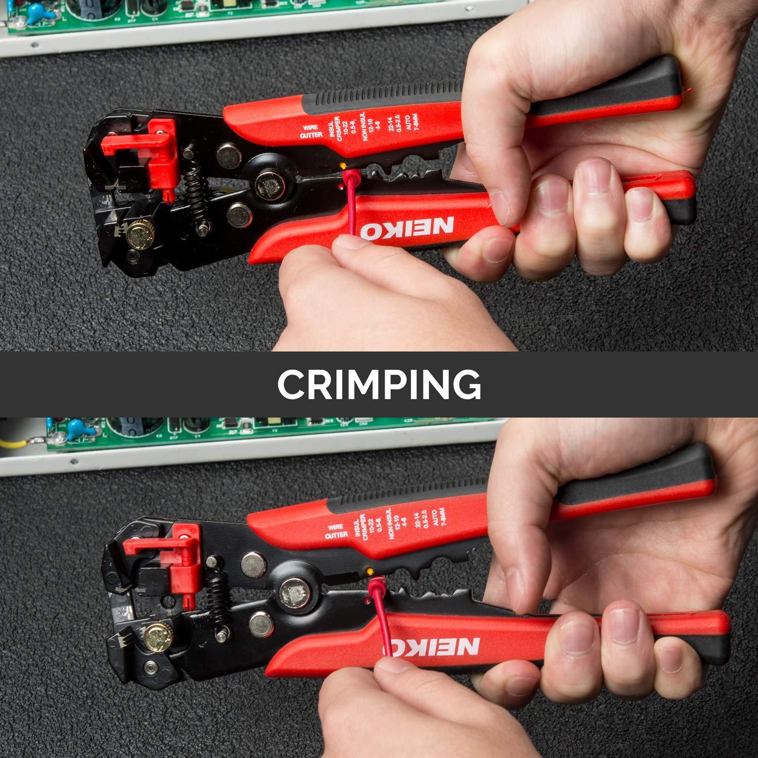 Neiko NEIKO 01924A 3-in-1 Automatic Wire Stripper, Cutter, and Crimping Tool, Auto Self-Adjusting Pliers that Cut up to 24 AWG