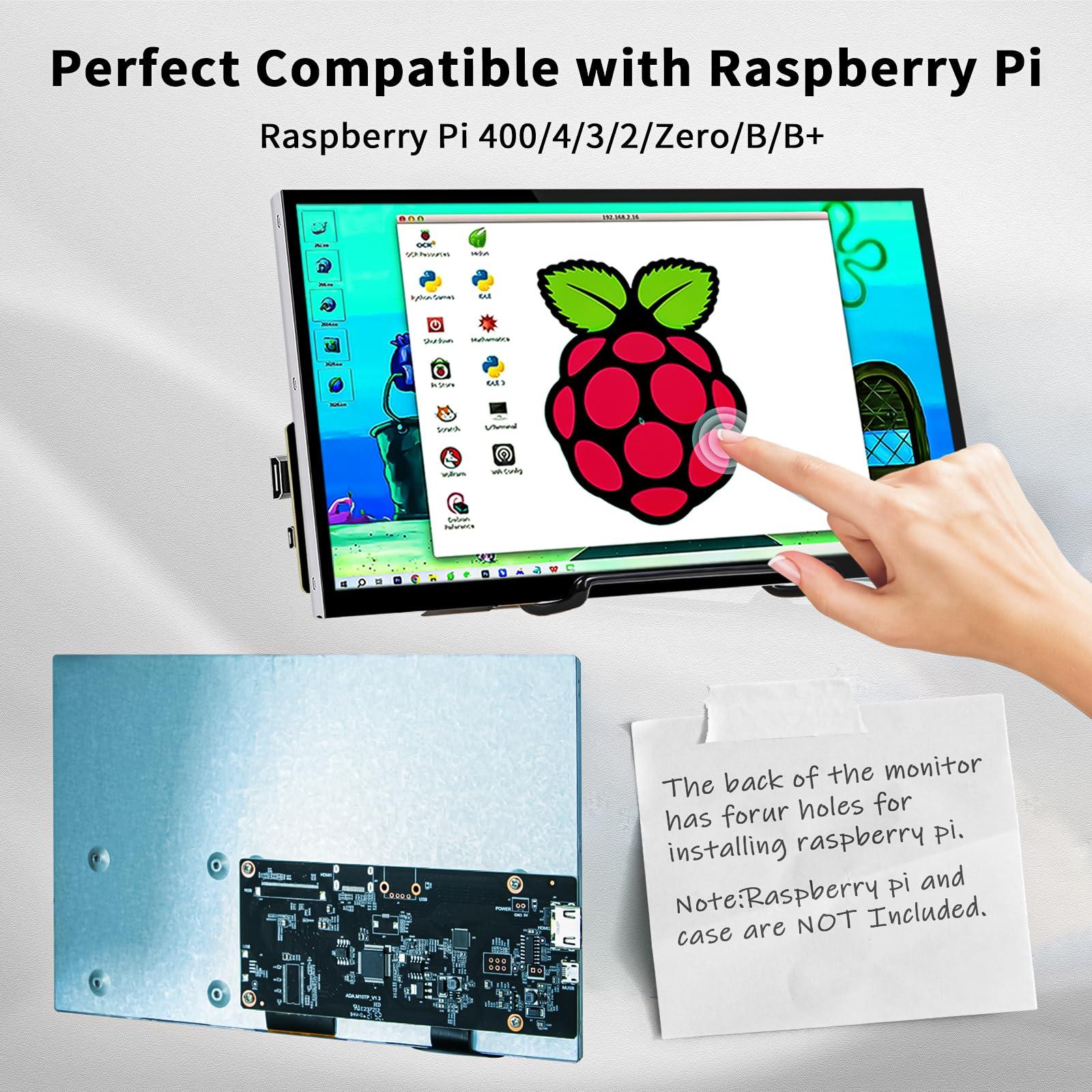 HAMTYSAN HAMTYSAN Raspberry Pi Touchscreen,10 Inch Monitor HDMI,1024600 Mini Monitor,16:9 IPS Screen Small Portable Display for Raspberry Pi 400/4/3/2/Zero/B/B+ Jetson Nano Win11/10/8/7