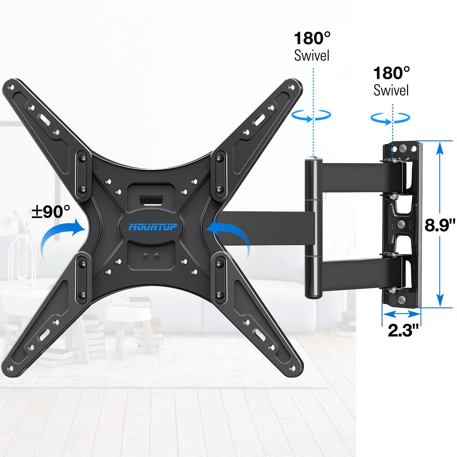 MOUNTUP MOUNTUP TV Wall Mount Full Motion Tilting TV Mount Bracket for Most 26-55 Inch Flat Curved TVs with Swivels Articulating Arms Max VESA 400X400mm and 88lbs Fits Single Stud MU0014