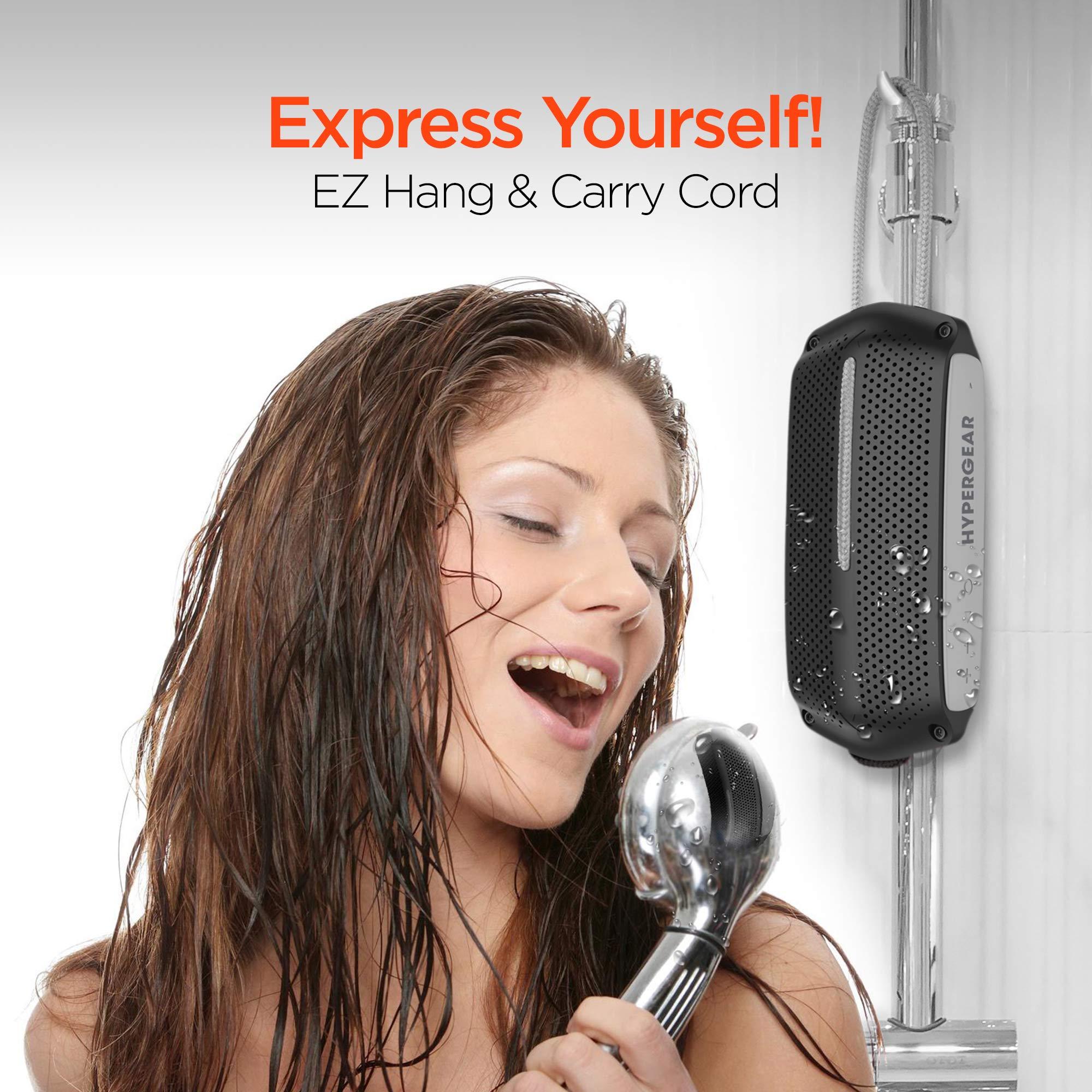 HyperGear HyperGear Portable Bluetooth Speaker - IPX4 Waterproof Wireless Speakers with Bluetooth, HD Stereo Sound, 3 Playback Modes, Built-in Mic & Controls for Bathroom Shower, Beach, & Travel - Black & Grey