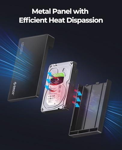 ORICO ORICO 3.5\" External Hard Drive Enclosure SATA III to USB3.1 Type C for HDD Tool-Free Installation Supports UASP and 20TB Drives - Black