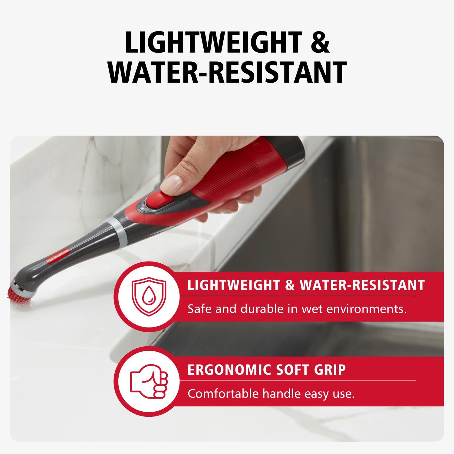 Rubbermaid Rubbermaid Reveal Power Scrubber with Multi-Purpose Head, Cordless Electric Battery Powered Scrub Brush, Water Resistant, for Home/Kitchen/Bathroom/Grout/Tile/Shower/Tub