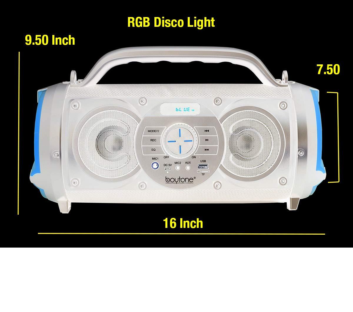 Boytone Boytone, Portable Bluetooth Boombox Speaker, Indoor/Outdoor, 25W, Loud Sound, Deeper Bass, 5\" Subwoofer, 3.25 Tweeter, FM, USB, Micro SD, Microphone, DC 5V to USB Charging Connector Cable (BT-18RD)