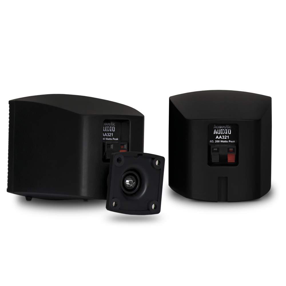 Acoustic Audio by Goldwood Acoustic Audio AA321B Mountable Indoor Speakers 400 Watts Black Bookshelf Pair