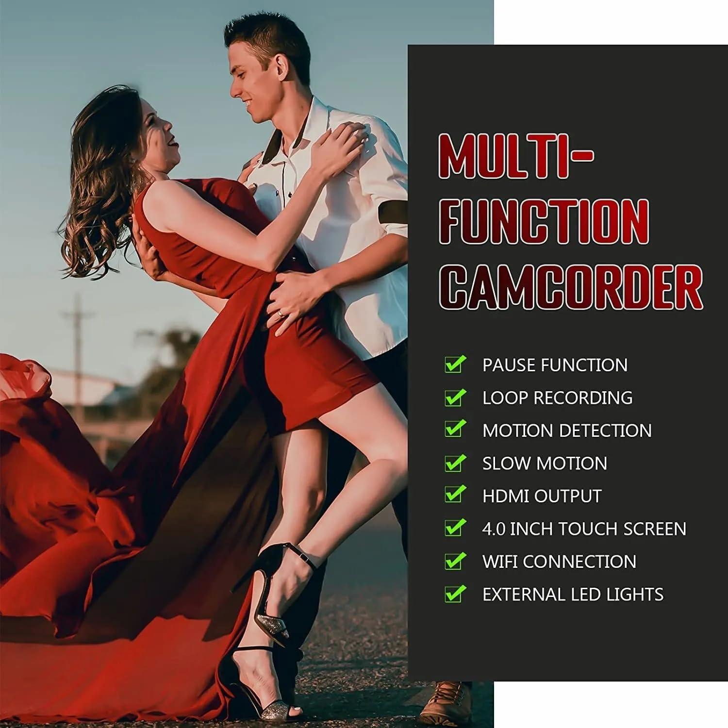 Acuvar Acuvar 6K HD Camcorder Video Camera, 64MP 60FPS Camcorder Video Camera 6K with Mic, WiFi, LED Light, 64GB SD Card, Battery, Live Stream Webcam YouTube Video Cam for Vlogging & Filming Creators