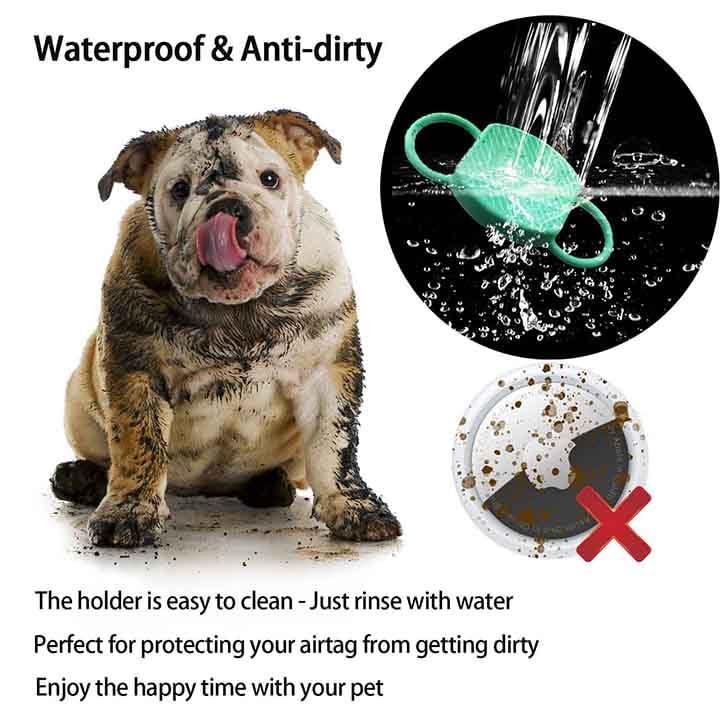 ThingsBag Dog Collar Airtag Holder(2 Pack), Waterproof Companion of Air Tag Trackers Locator Case, Protective itag Apple GPS Holder Compatible with Cat Collars, Silicone Dog airtag Holder(Black Black)