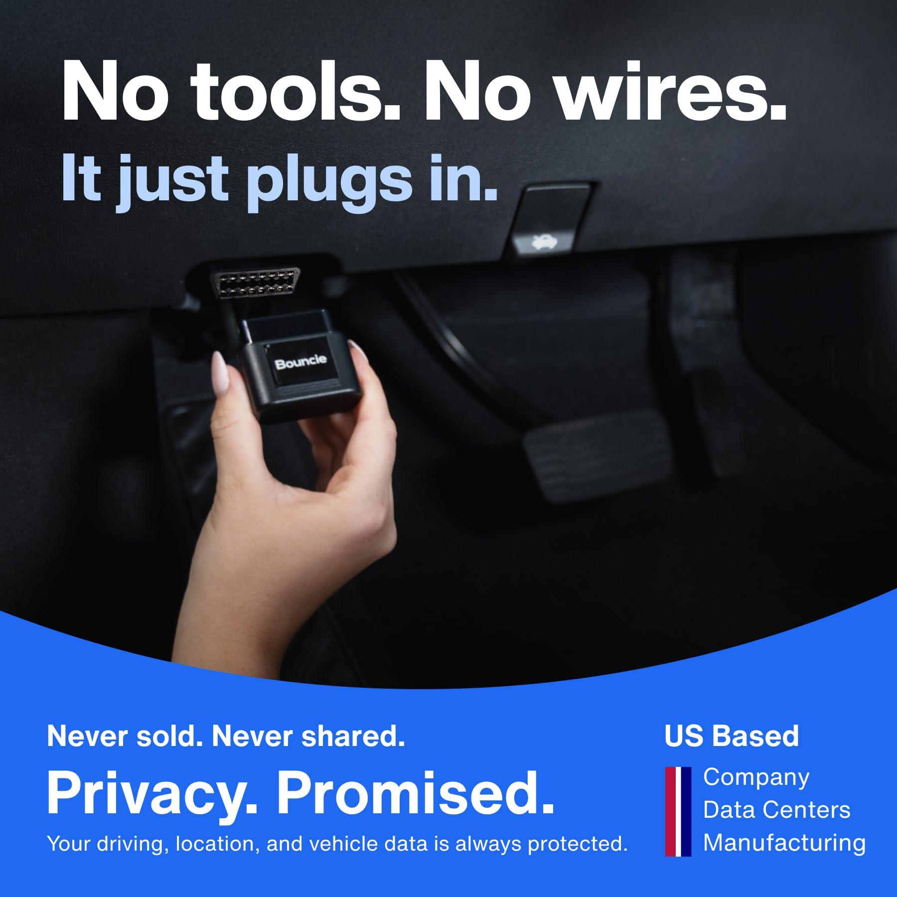 Bouncie Bouncie GPS Tracker for Vehicles with Real-Time Location, Route History, Speed Monitoring, Geo-Fence & Accident Notifications - for Fleets & Family - Cancel Anytime