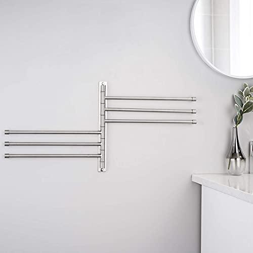 KES KES Swing Out Towel Bar, 6-Bar Folding Arm Swivel Hanger Bathroom Storage Organizer Wall Mount Rustproof 13 Inch SUS 304 Stainless Steel Brushed Finish, A2102S6-2