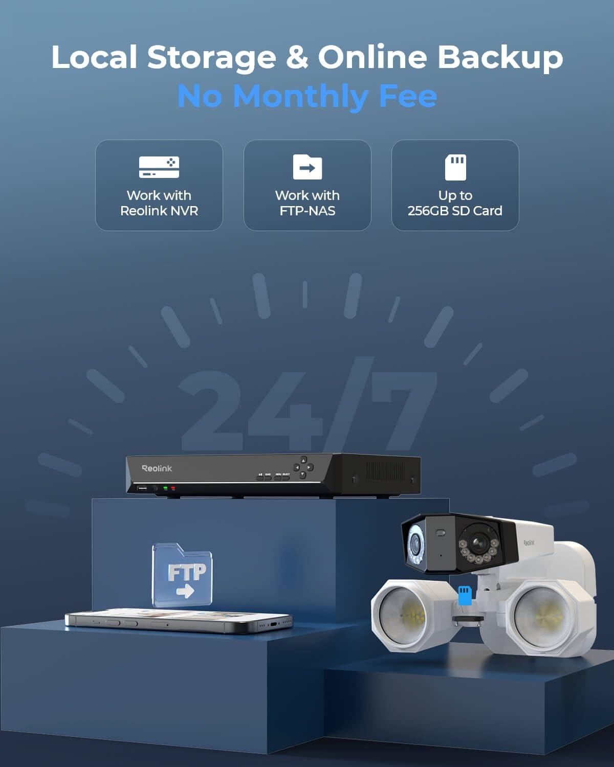 REOLINK REOLINK 4K Floodlight Camera for PoE Security Camera System, IP Outdoor Camera in 180 Degree Ultra-Wide Angle, Human/Vehicle/Pet Alerts, 1800 Lumen Floodlights, Two Way Talk