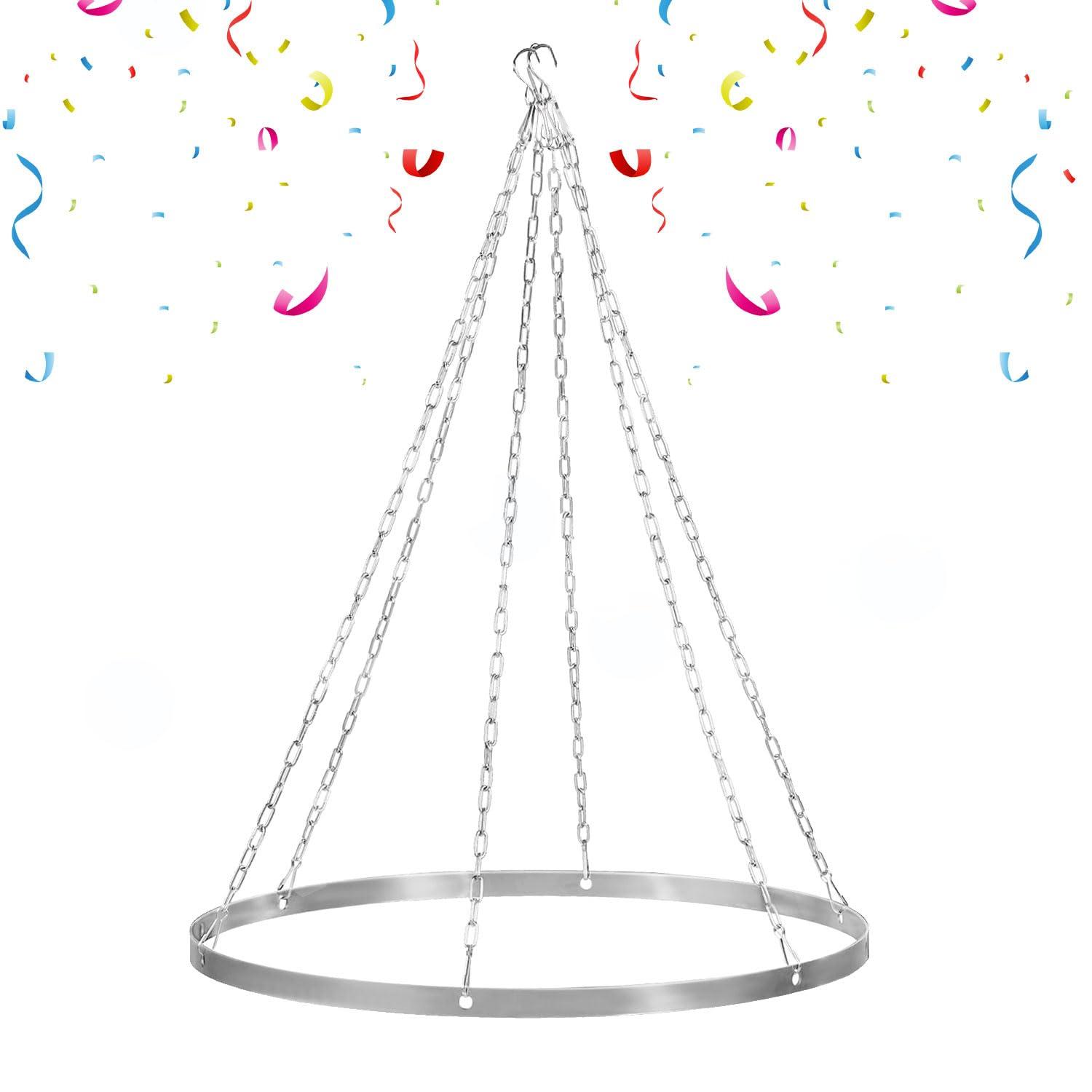 FUHSY FUHSY Ceiling Drapes Hanging Kit Silver Metal Wedding Ceiling Drapes Hoop Chiffon Draping Kit Hanging Ring Canopy Drape for Weddings Ceremony Reception Decoration Outdoor Indoor