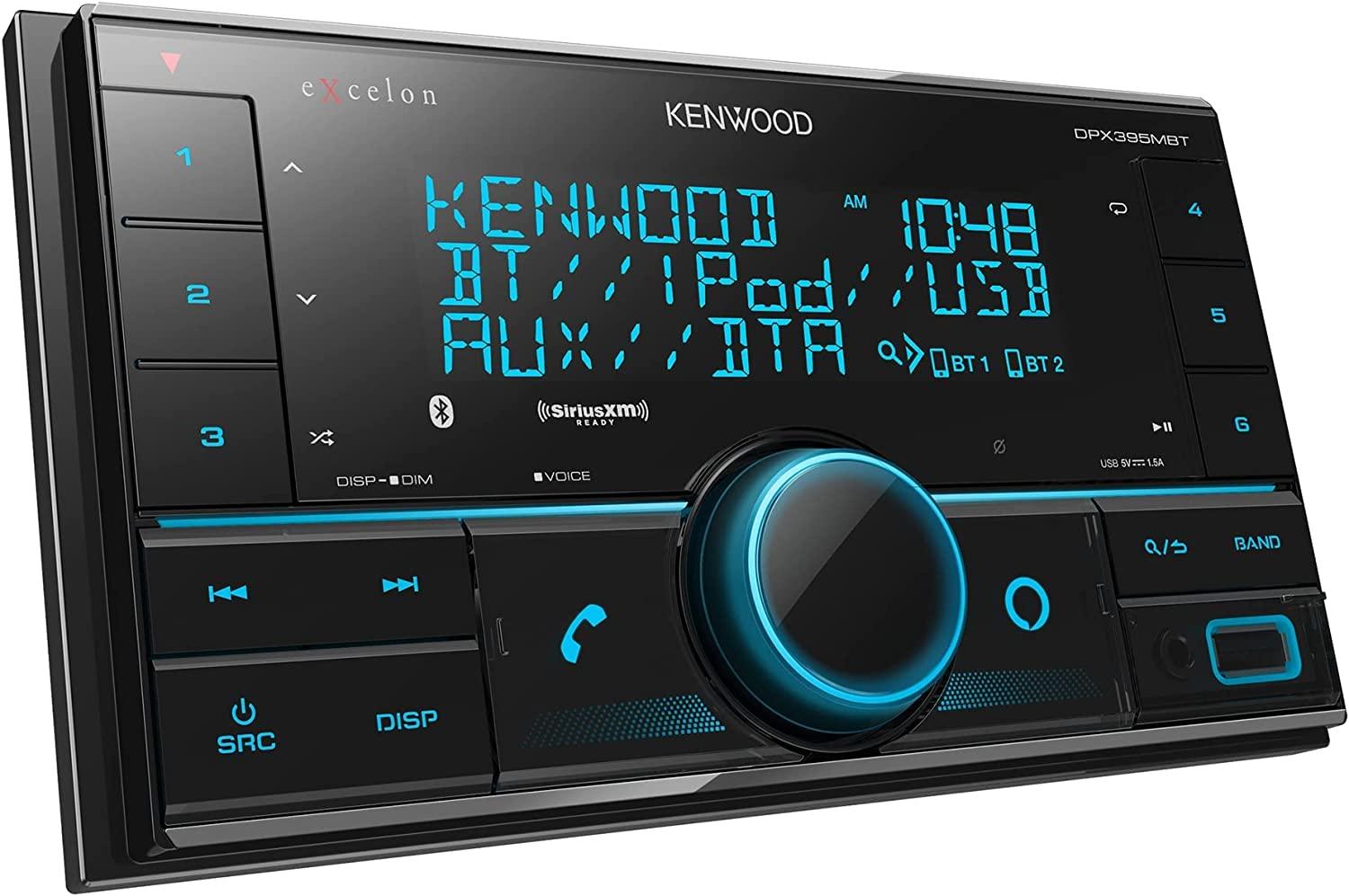Kenwood KENWOOD DPX395MBT Double DIN in-Dash Digital Media Receiver with Bluetooth (Does not Play CDs), Mechless Car Stereo Receiver, Amazon Alexa Ready - Black, Plus SXV300V1 SiriusXM Tuner