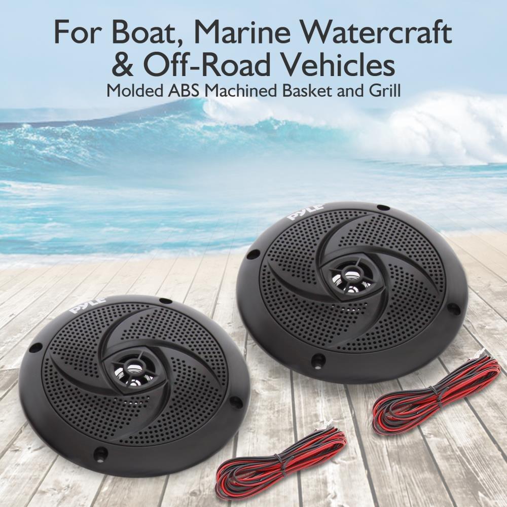 Pyle Pyle Marine Speakers - 5.25 Inch Low Profile Slim Style Waterproof Wakeboard Tower and Weather Resistant Outdoor Audio Stereo Sound System with 180 Watt Power - 1 Pair in White (PLMRS5B)