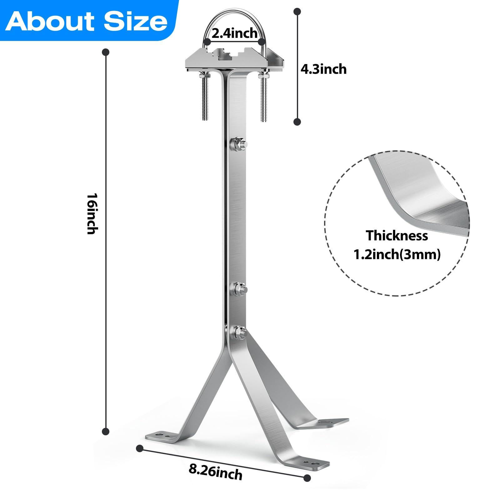 CYANTEKOMS SS304 Antenna Wall Mount 16 Inch Tall Heavy-Duty Stand Off Wall Mast Mount Windproof Antenna Mounting Bracket