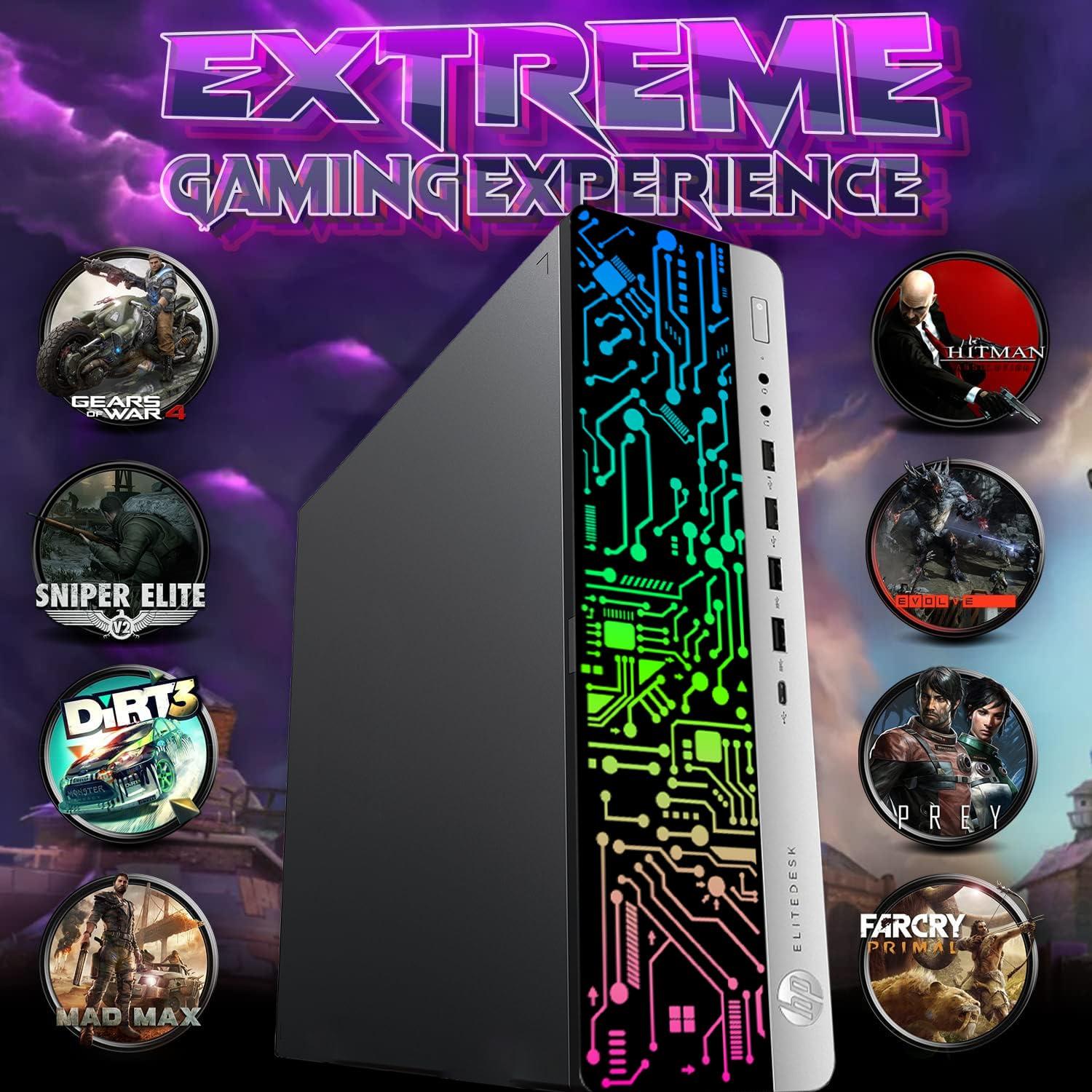 TechMagnet HP G3 Gaming Desktop PC, Core i7 6th Gen, AMD RX 550 Graphic, 16GB RAM, 240GB SSD | 2TB HDD, RGB Keyboard Mouse, Speaker, Webcam, WiFi, Windows 11 Pro (Renewed)