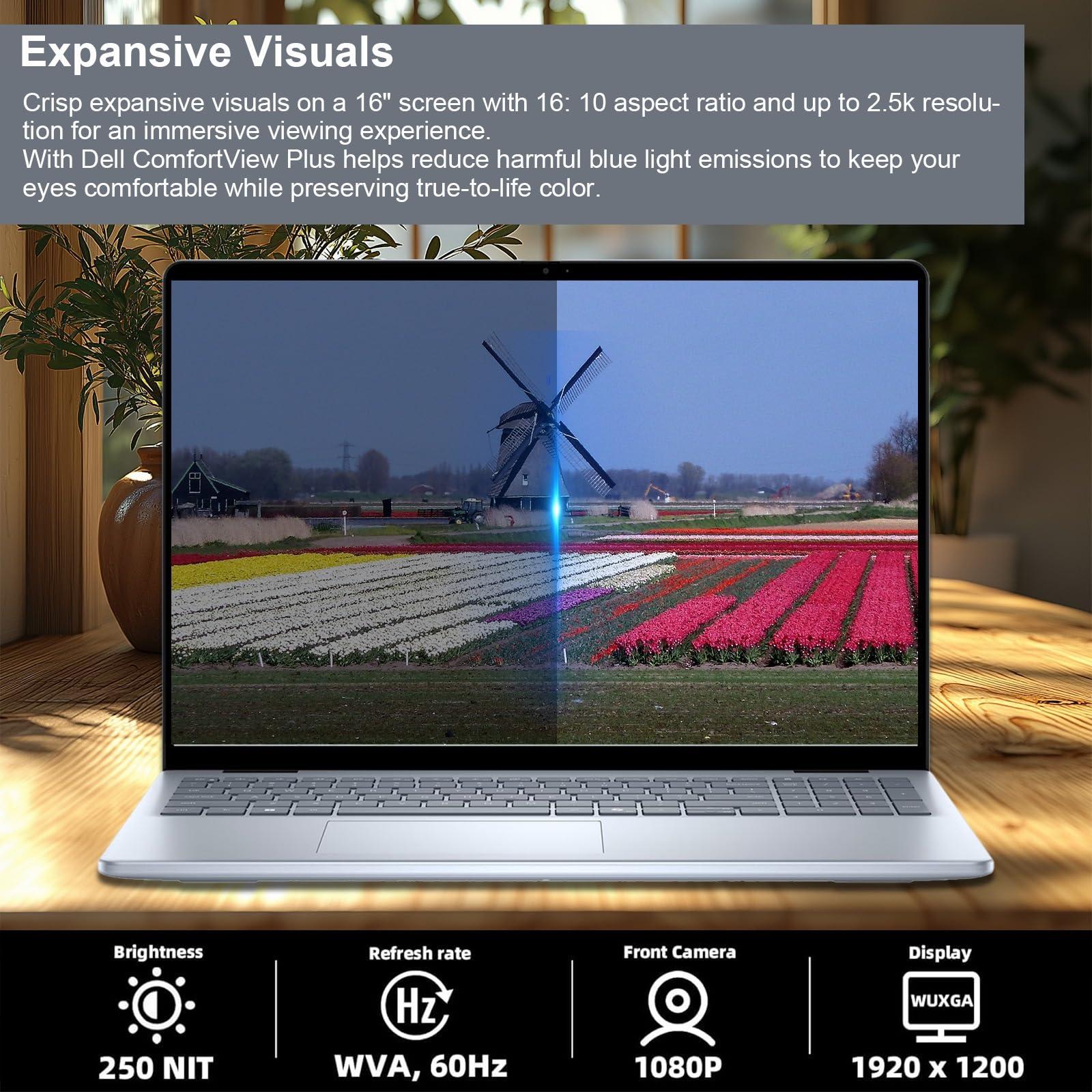 Dell Dell Inspiron 16 Business Laptop,16" 16:10 FHD+ (1920 x 1200),AMD Ryzen 7-8840U,16GB DDR5 RAM,1TB SSD,Backlit Keyboard,WiFi 6,Microsoft Office Lifetime License & Designed Mouse,Win 11 Pro