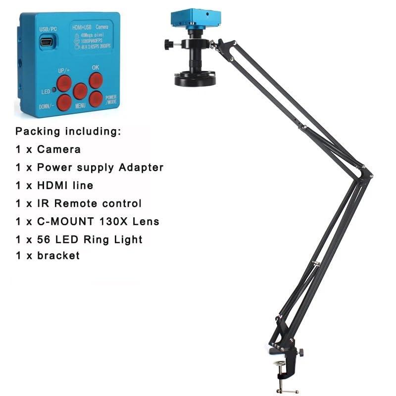 ZTBH Microscope Accessories Kit 48MP 4K 1080P HDMI USB Industrial Video Microscope Camera 130X Zoom C Mount Lens for Digital Image Acquisition Repair Soldering Microscope Slides (Color : F Full Set)