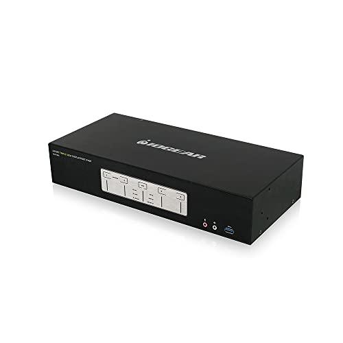 IOGEAR IOGEAR 4-Port 4K DisplayPort Triple View KVMP - 3 HDMI Monitors Outs - Converts DisplayPort to HDMI Out - 4096 x 2160 @60Hz - Control/Share USB 3.0 peripherals - Win 7+ Mac OS Linux - GCS1964