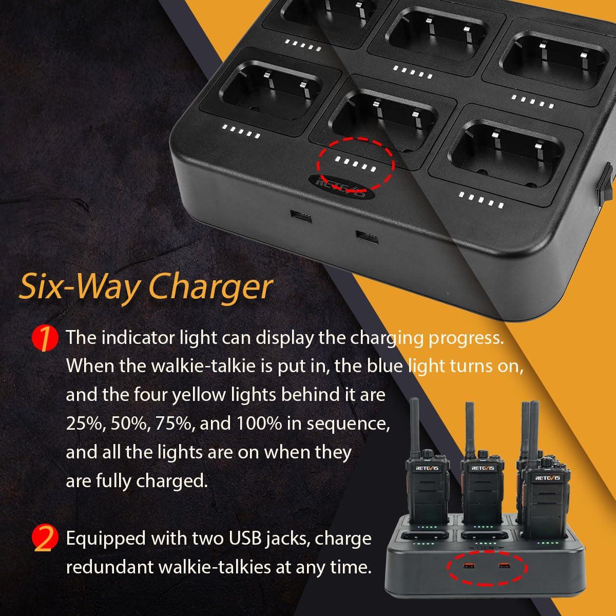 Retevis Retevis RB26 Walkie Talkie Long Range, GMRS Radio with Earpiece and Mic Set(6 Pack), Bundle with Retevis MB1 AM/FM CB Radio(1 Pack), Radios Walkie Talkies for Construction Manufacture