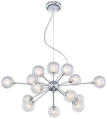 Possini Euro Design Possini Euro Design Spheres Chrome Sputnik Chandelier 30" Wide Mid Century Modern Glass Ball Halogen 15-Light Fixture for Dining Room House Foyer Entryway Kitchen Bedroom Living Room High Ceilings