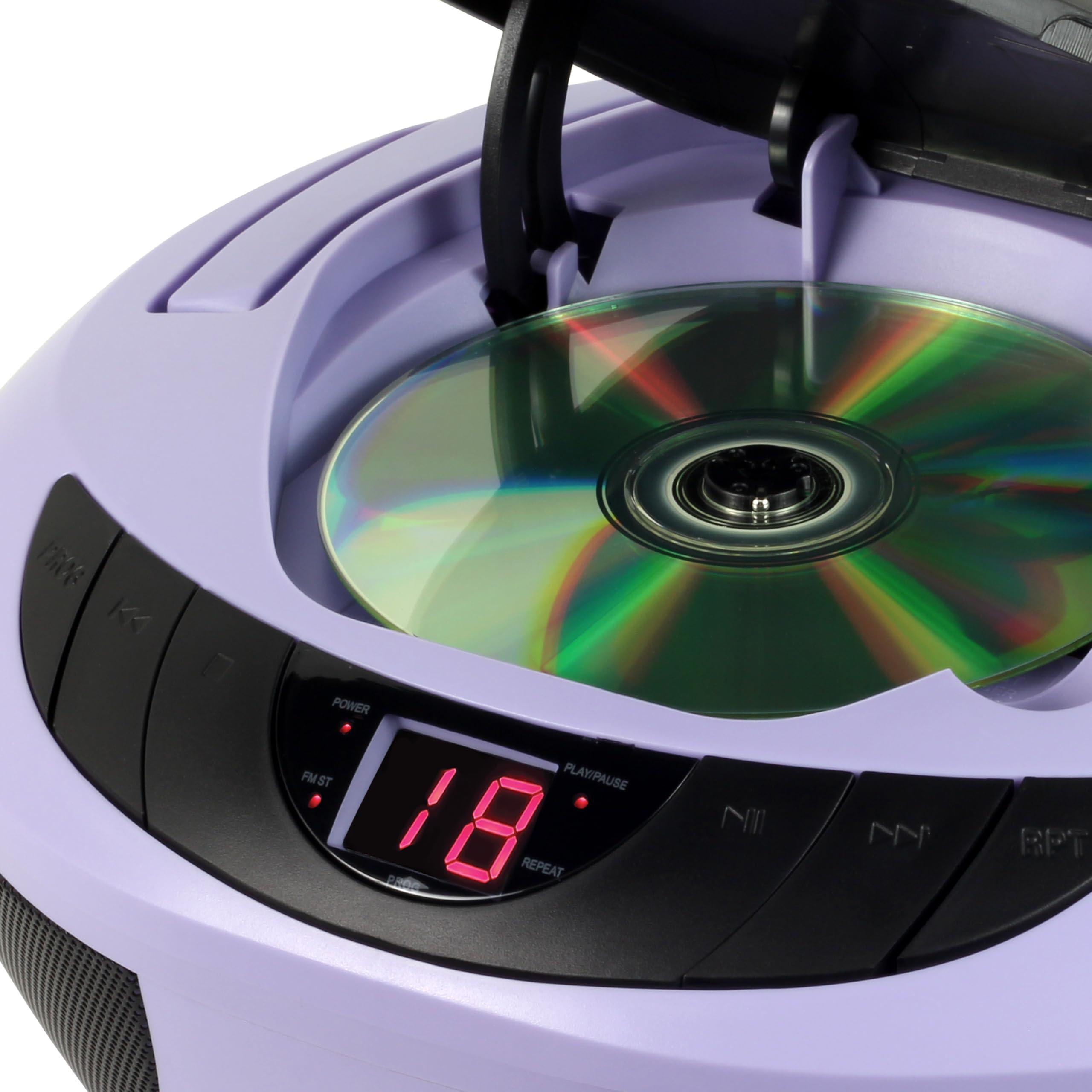 Jensen Jensen CD-475PL Portable Sport Stereo Boombox CD Player with AM/FM Radio and Aux Line-in & Headphone Jack (Lavender Purple)