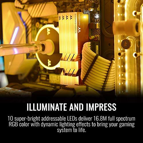 Thermaltake Thermaltake TOUGHRAM RGB DDR4 3600MHz 16GB (8GB x 2) 16.8 Million Color RGB Alexa/Razer Chroma/5V Motherboard Syncable RGB Memory- Metallic Gold (RG26D408GX2-3600C18A)