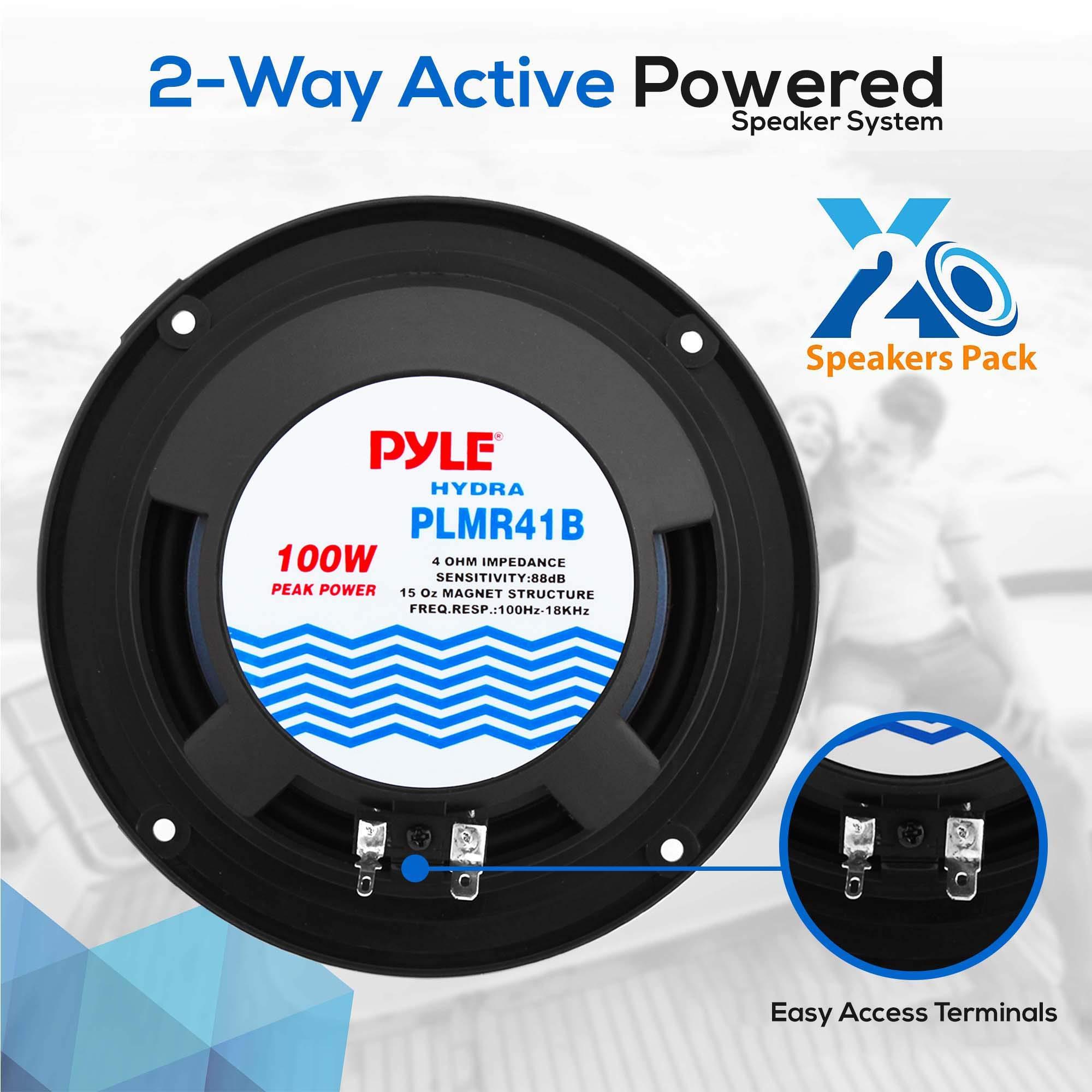 Pyle Pyle 4 Inch Dual Marine Speakers - Waterproof and Weather Resistant Outdoor Audio Stereo Sound & Marine Speakers - 5.25\" Inch Low Profile Slim Style Waterproof Wakeboard Tower