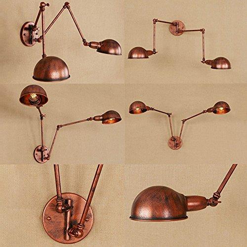 LITFAD LITFAD Industrial Wall Sconce Adjustable 2 Lights Wall Light with Extendable Fixture Arm in Rust
