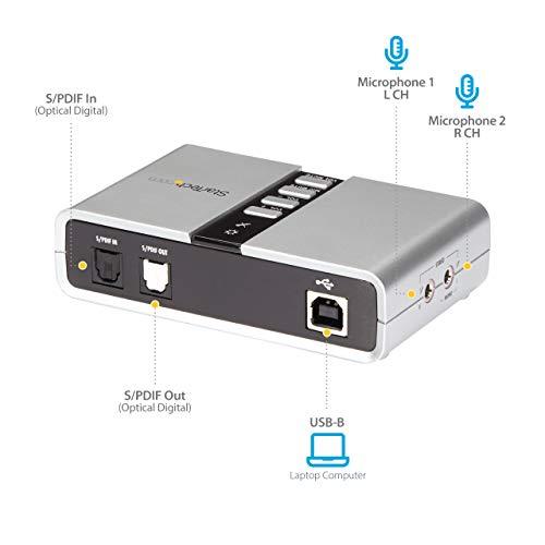 StarTech StarTech.com 7.1 USB Sound Card - External Sound Card for Laptop with SPDIF Digital Audio - Sound Card for PC - Silver (ICUSBAUDIO7D)