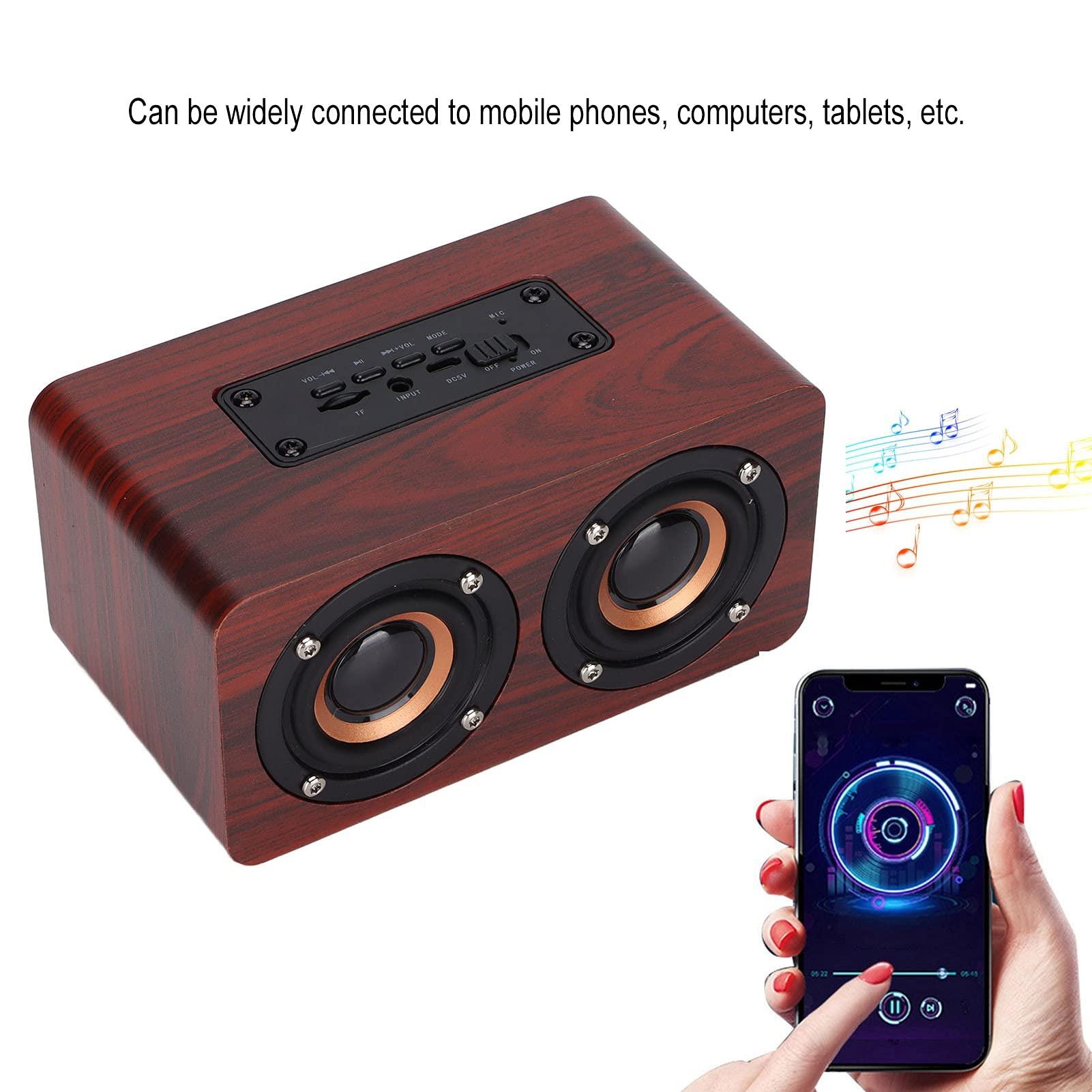 Pomya Wooden Retro Bluetooth Speaker, Vintage Decor, Old Fashion Stereo Speaker Computer Subwoofer Home Audio Speaker for Kitchen Desk Bedroom Office Party Outdoor PC Laptop (Brown Wood