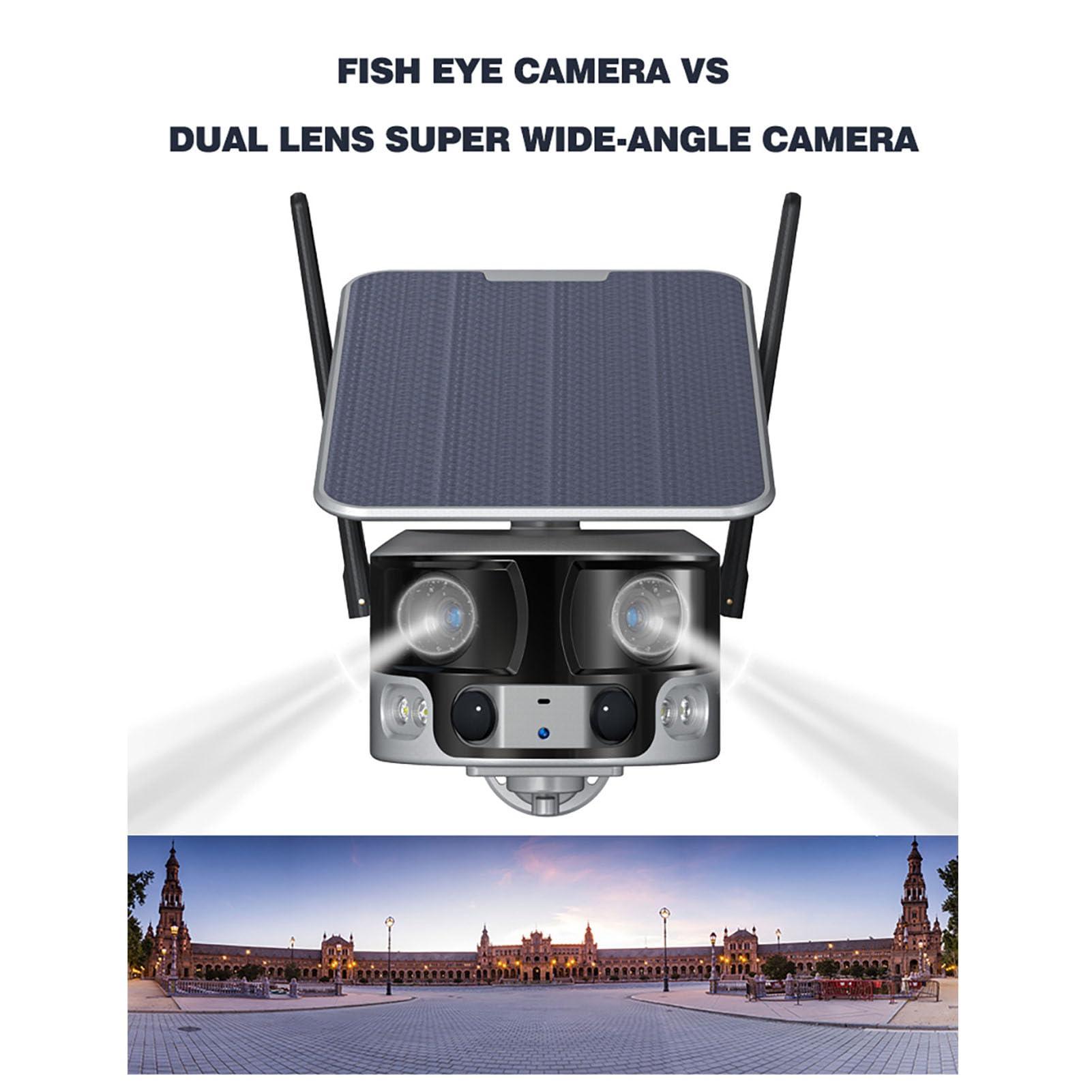 Heayzoki Heayzoki Solar Security Camera, 4K 8MP Dual Lens Full Color Night Motion Detection 4G Network Surveillance Camera with 180 Video Screen, Human Shape Recognition, Solar Panel, IP66